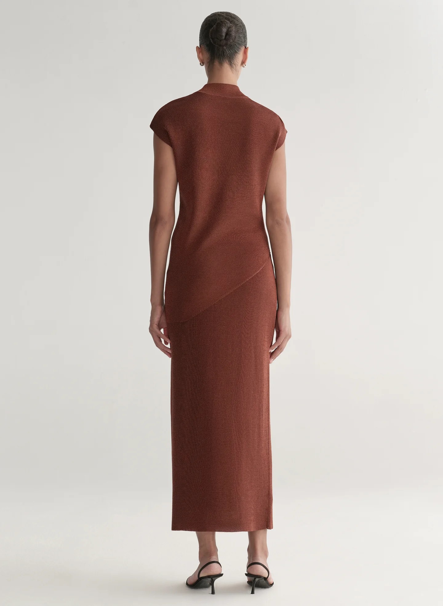 Metallic Knit Asymmetric Vest (Rust)