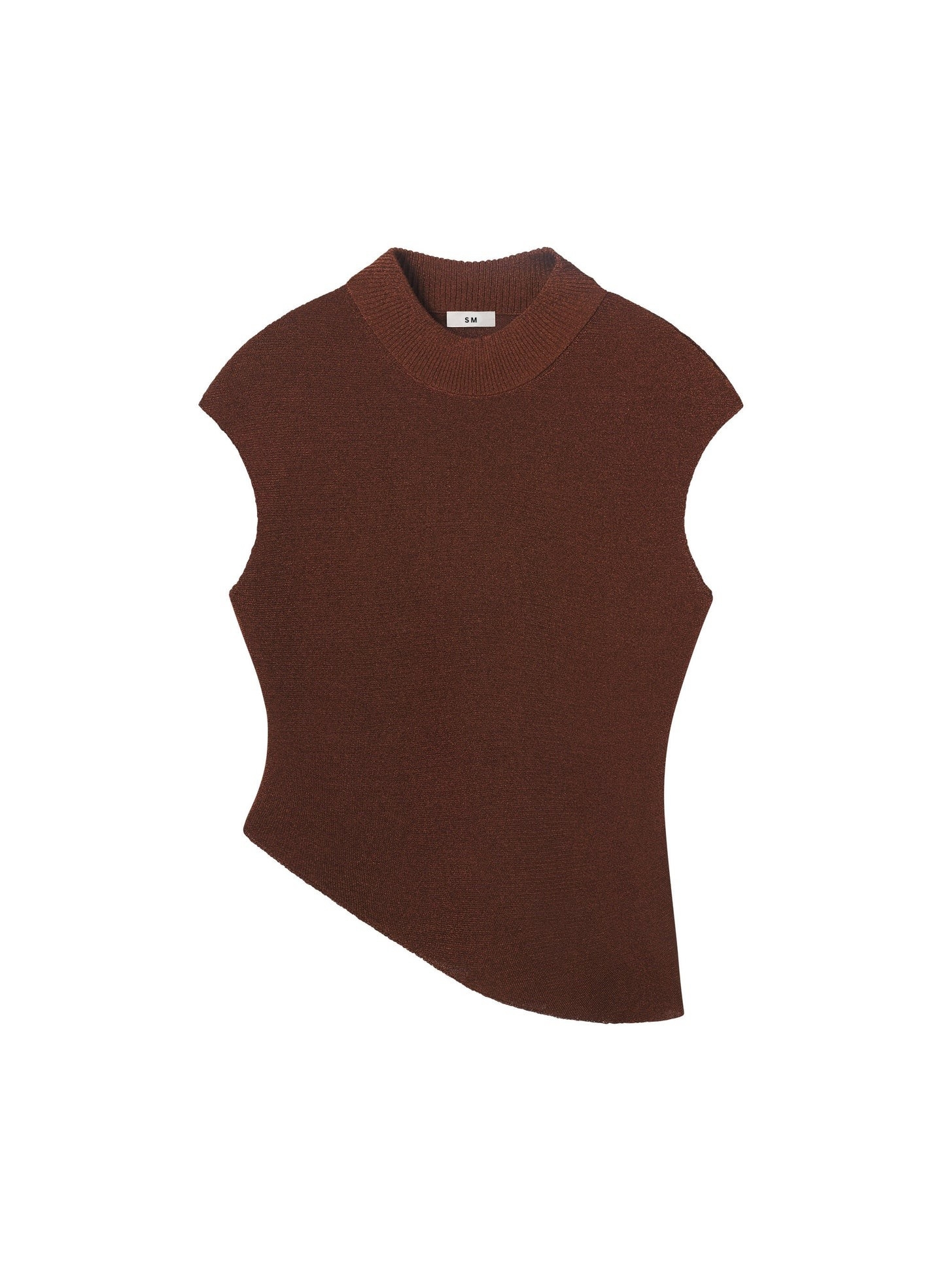 Metallic Knit Asymmetric Vest (Rust)