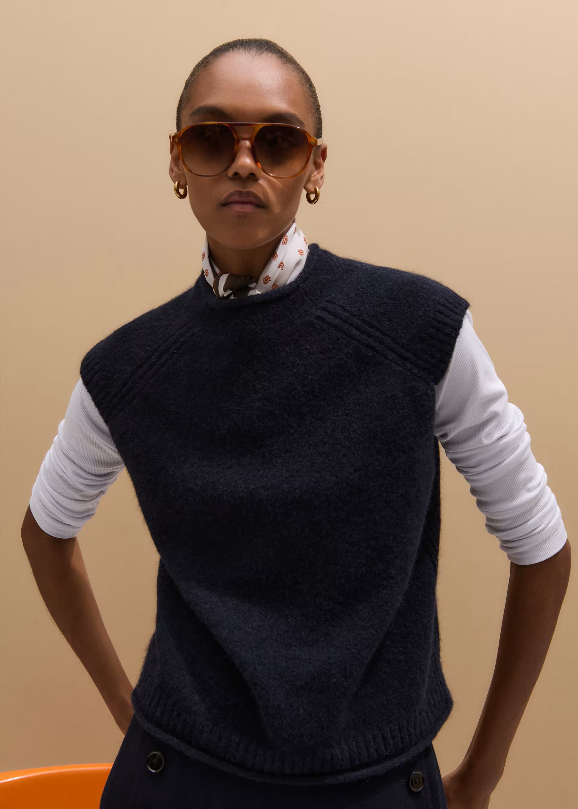 Roll Trim Alpaca-Blend Knit Vest