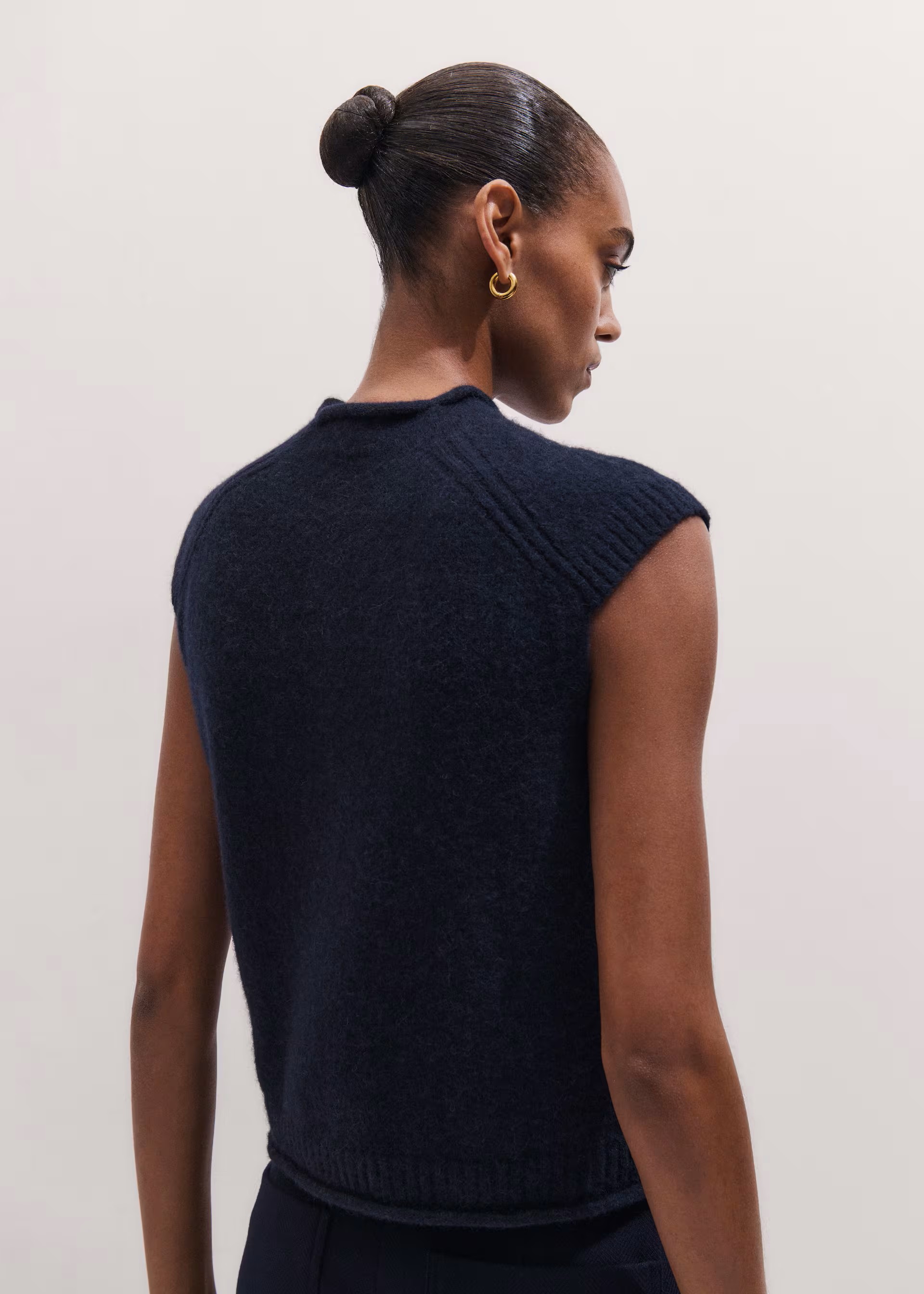 Roll Trim Alpaca-Blend Knit Vest
