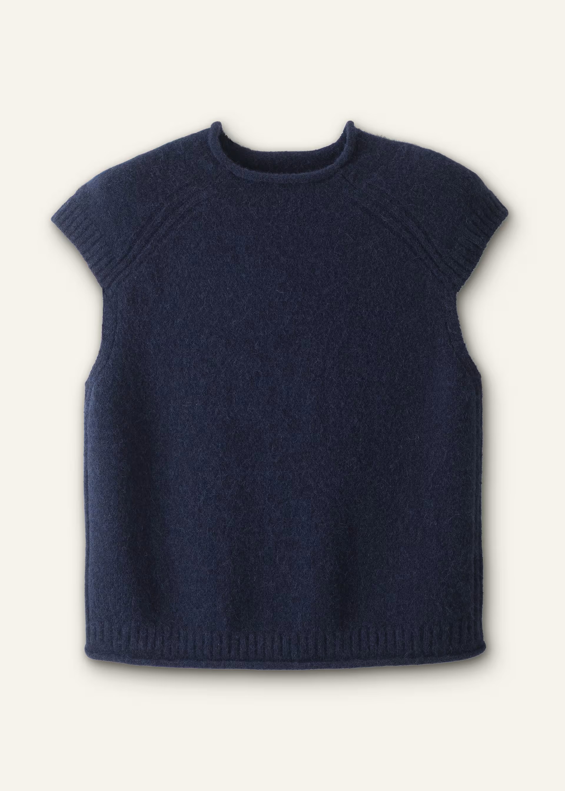 Roll Trim Alpaca-Blend Knit Vest