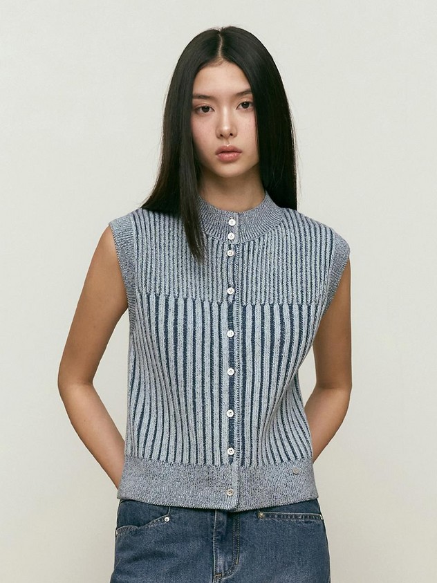 Sky Blue Cap Sleeve Knit Vest