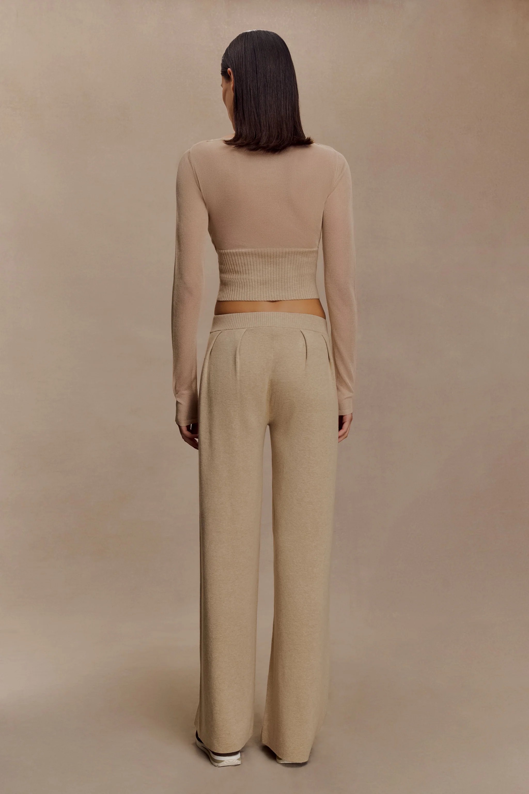 Gathered Silk Blend Knit Pants – Sand