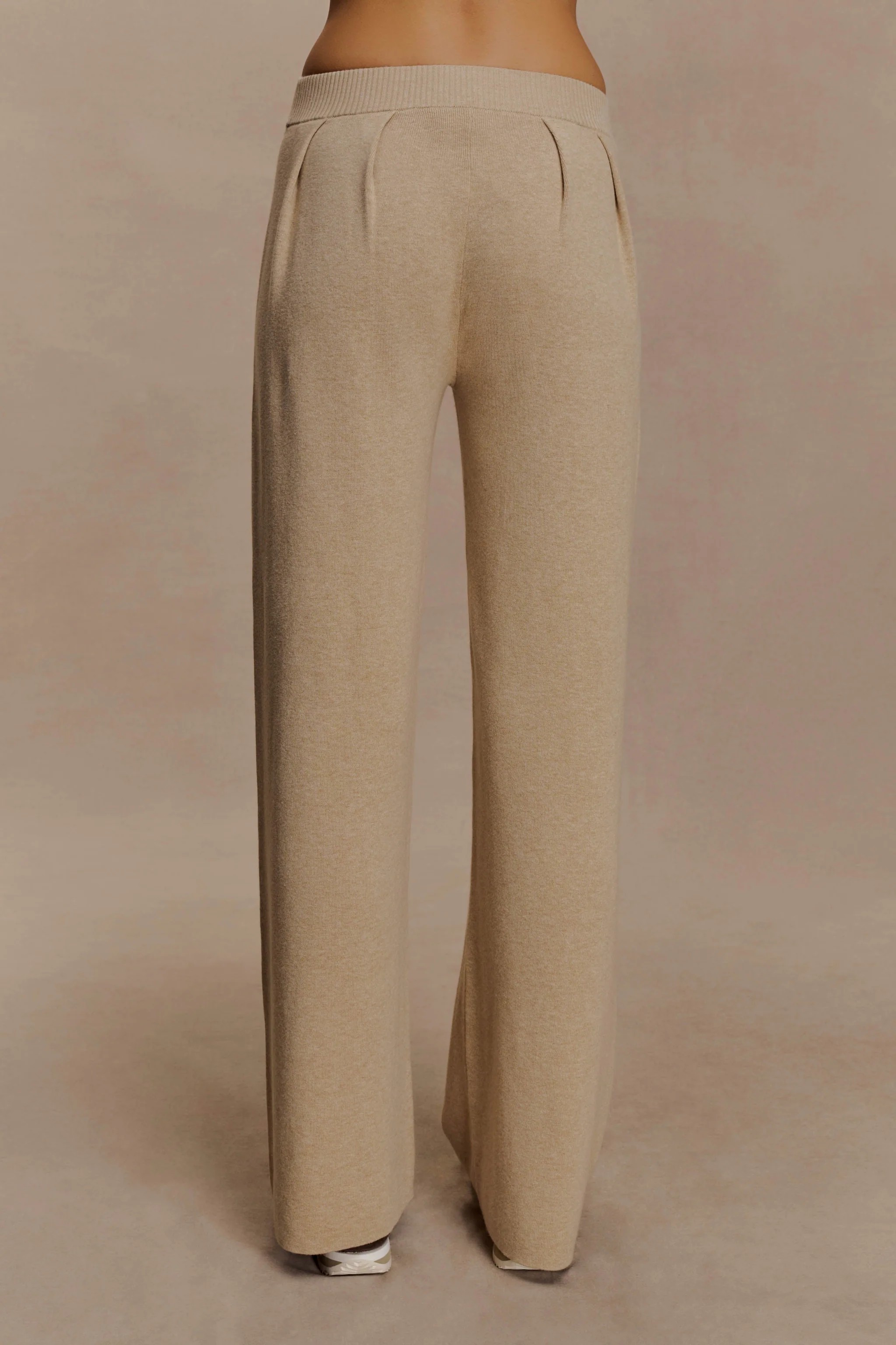 Gathered Silk Blend Knit Pants – Sand