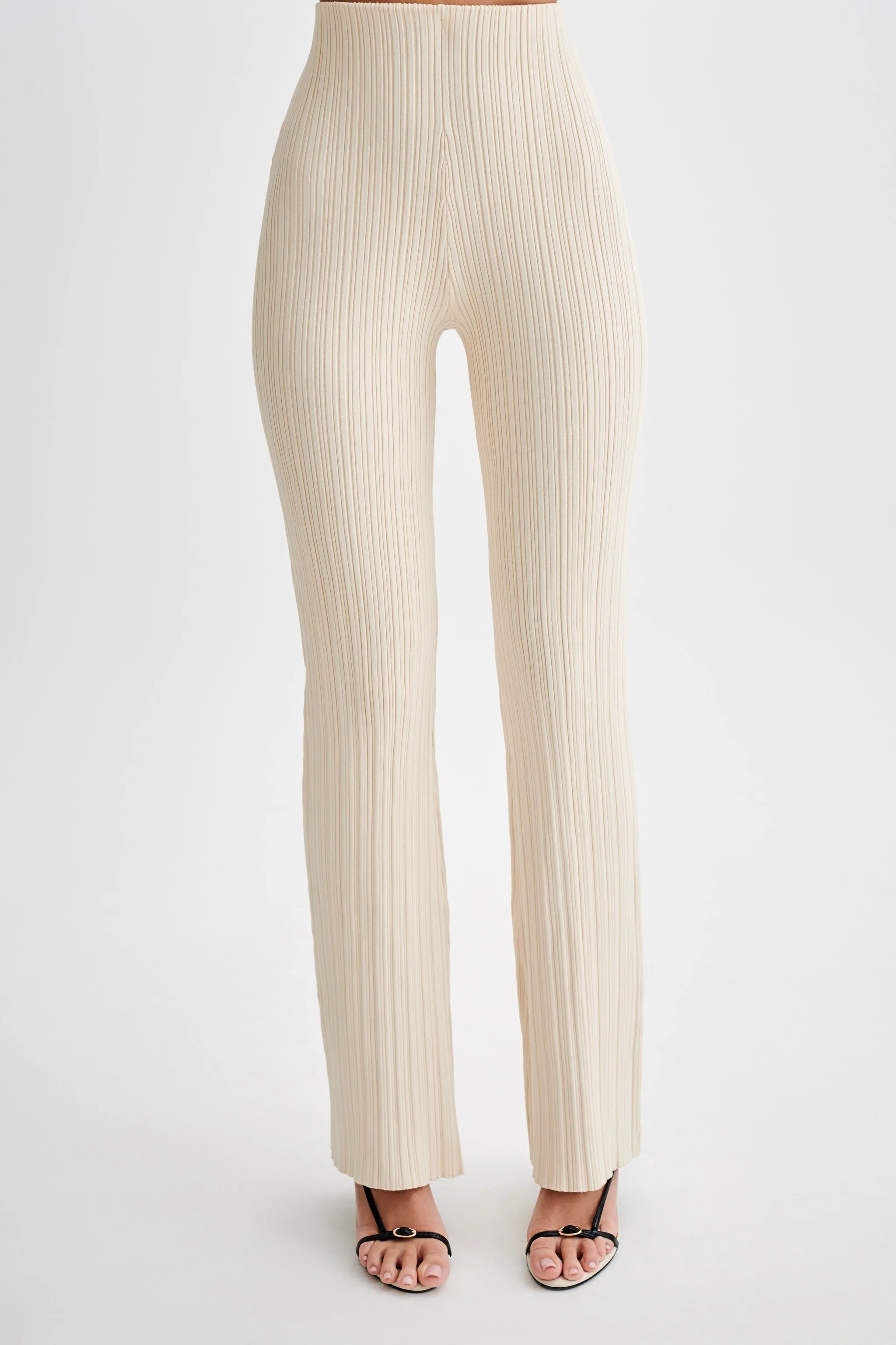 Straight Leg Rib Knit Pant – Cream