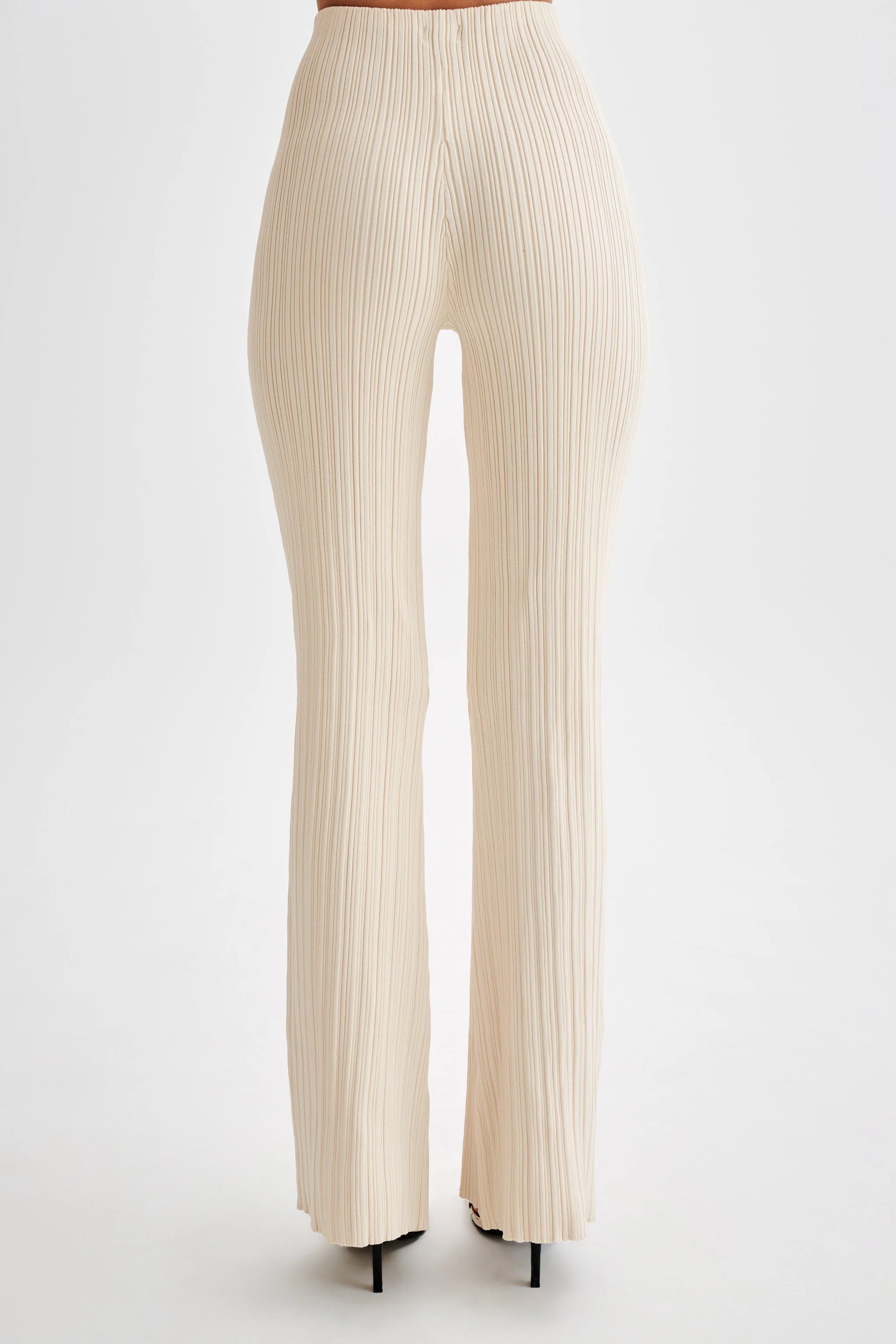 Straight Leg Rib Knit Pant – Cream