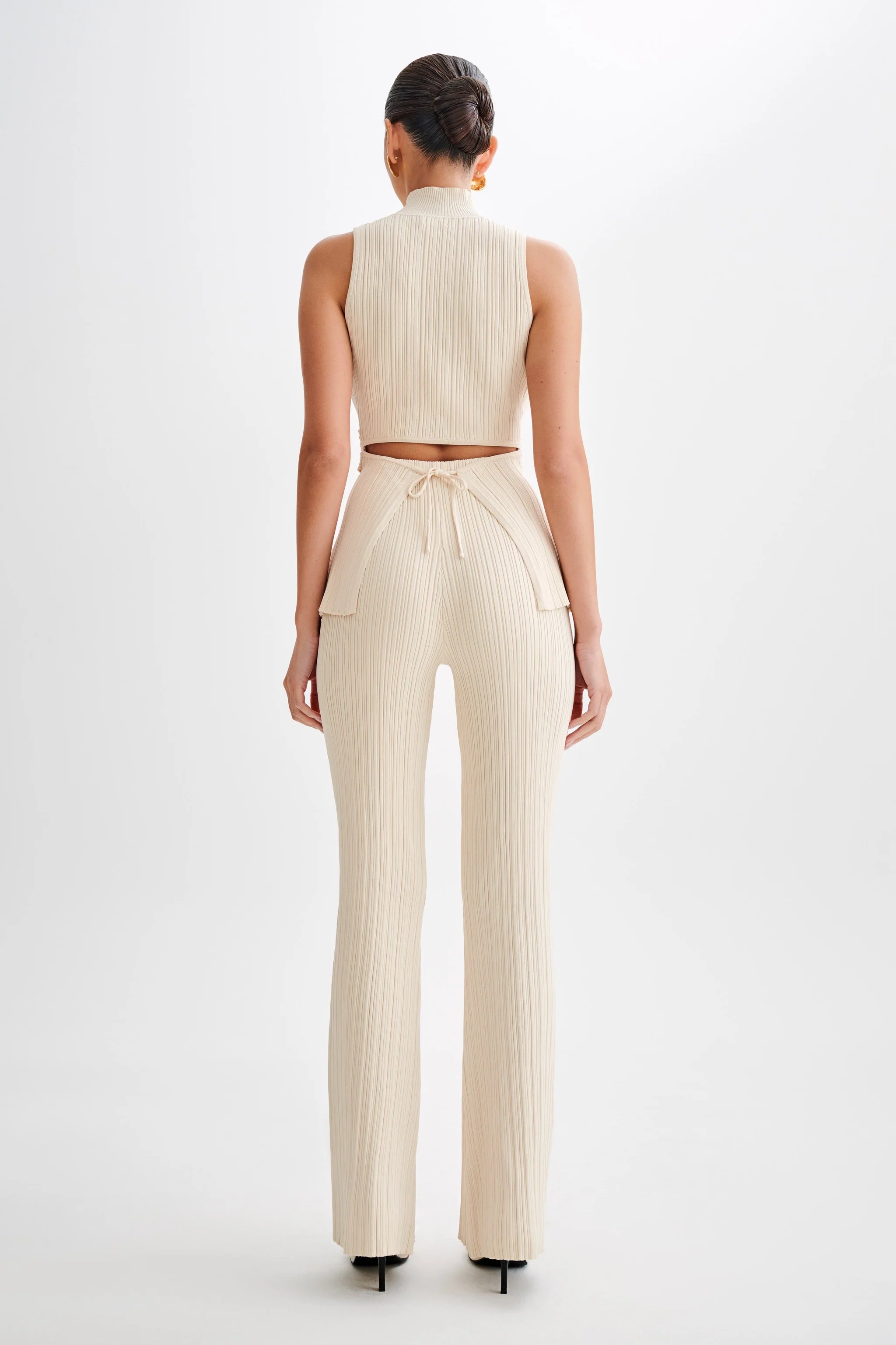 Straight Leg Rib Knit Pant – Cream