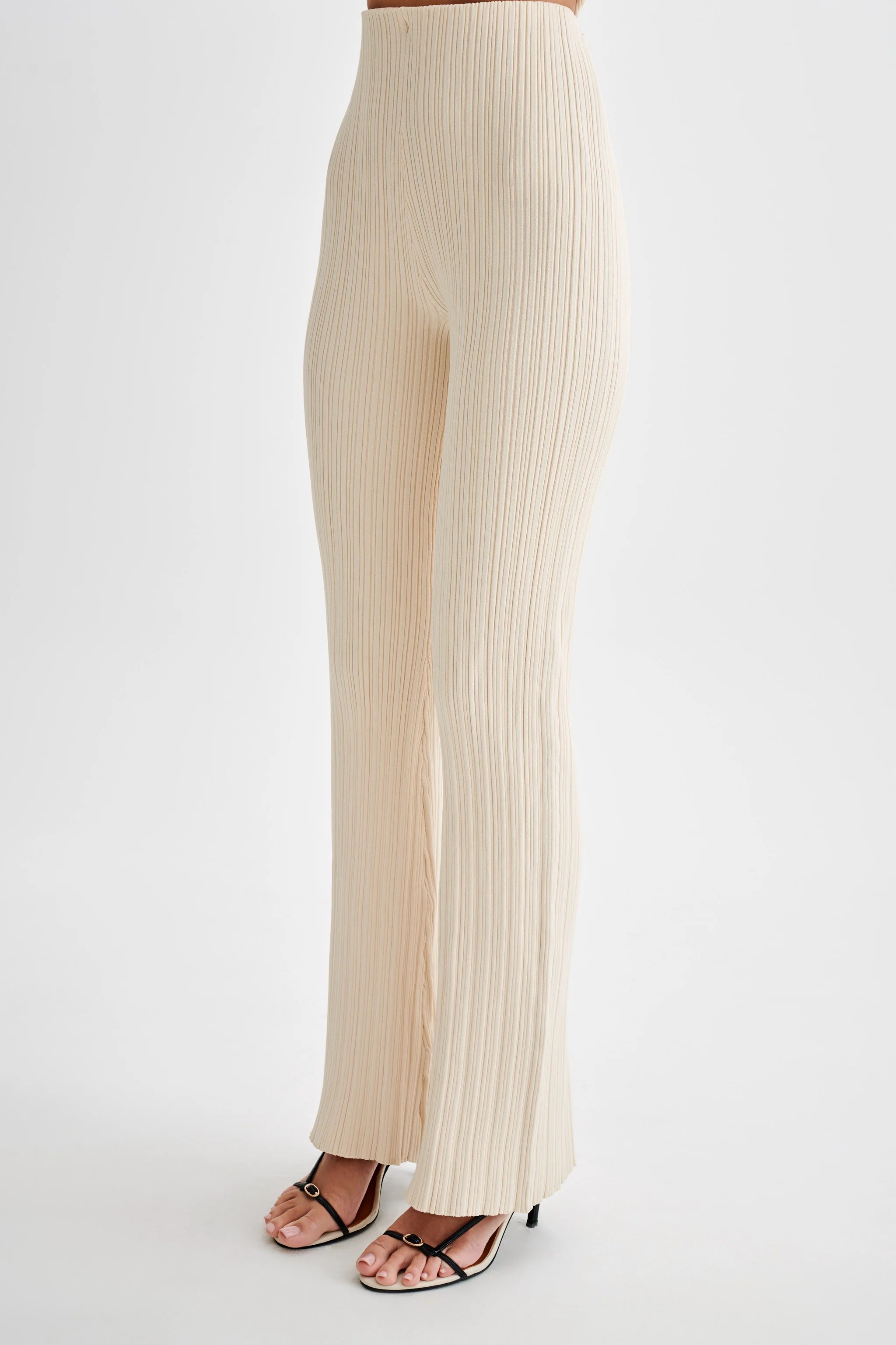 Straight Leg Rib Knit Pant – Cream