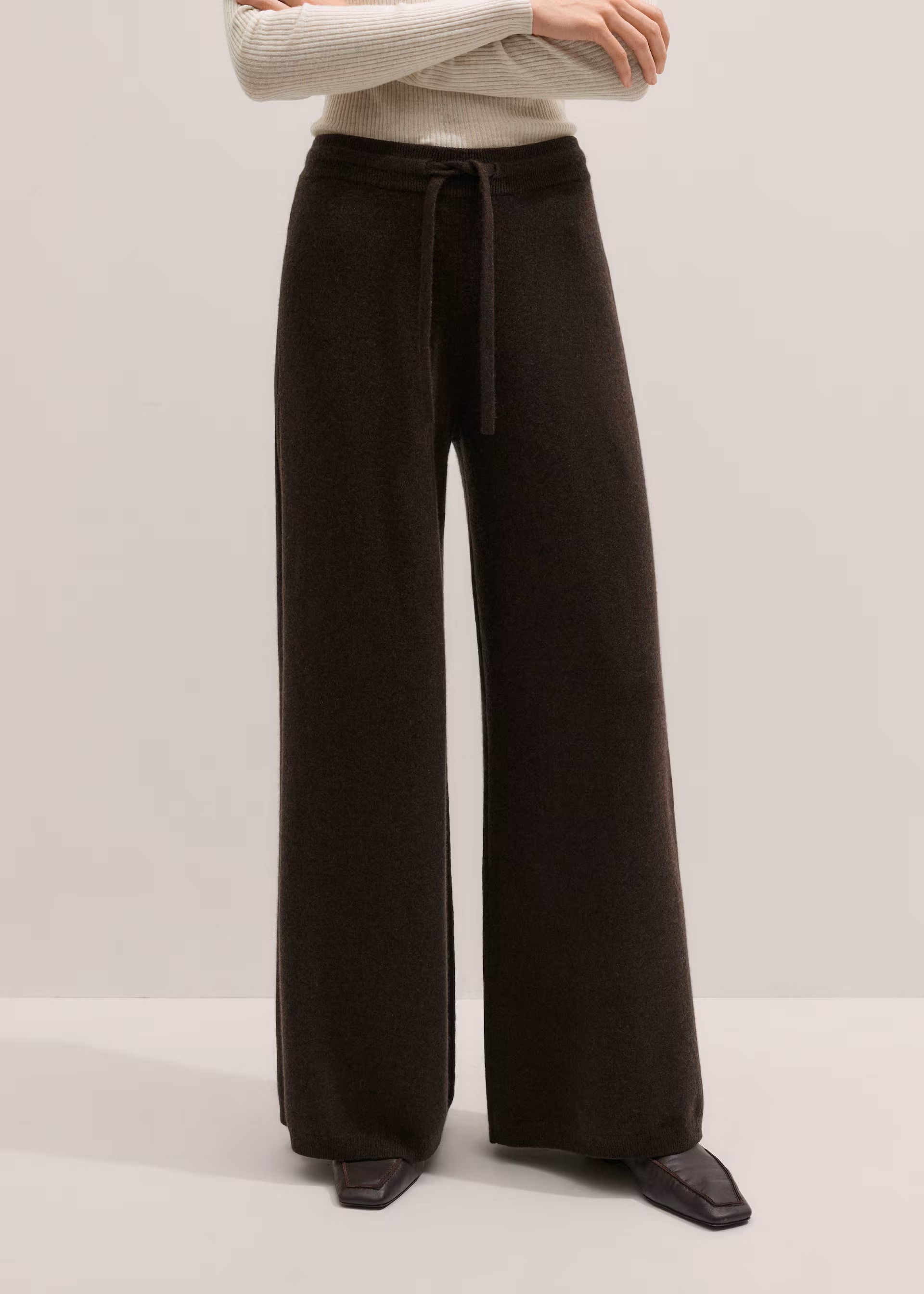 Wide-Leg 100% Cashmere Knit Pant