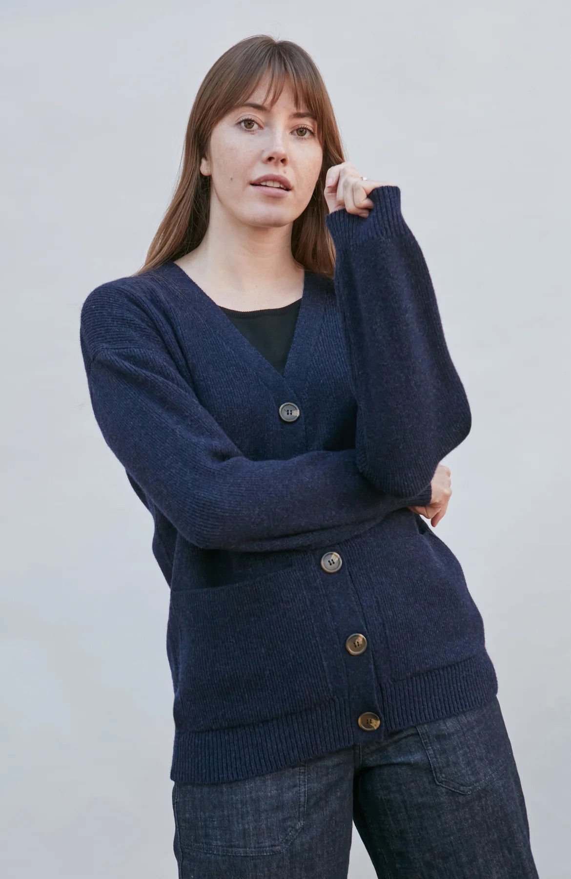 100% British Lambswool V-Neck Ribbed Cardigan