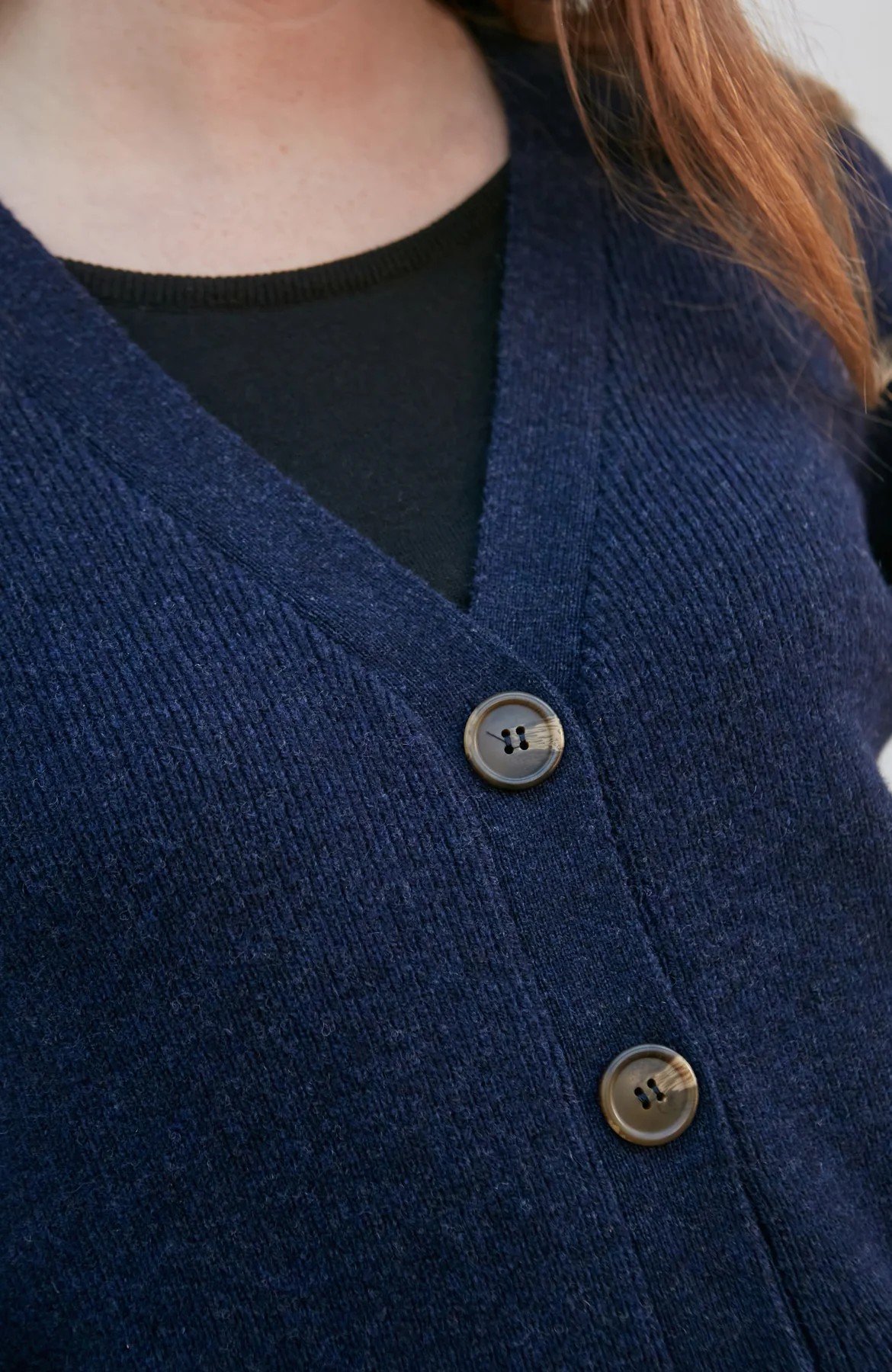 100% British Lambswool V-Neck Ribbed Cardigan