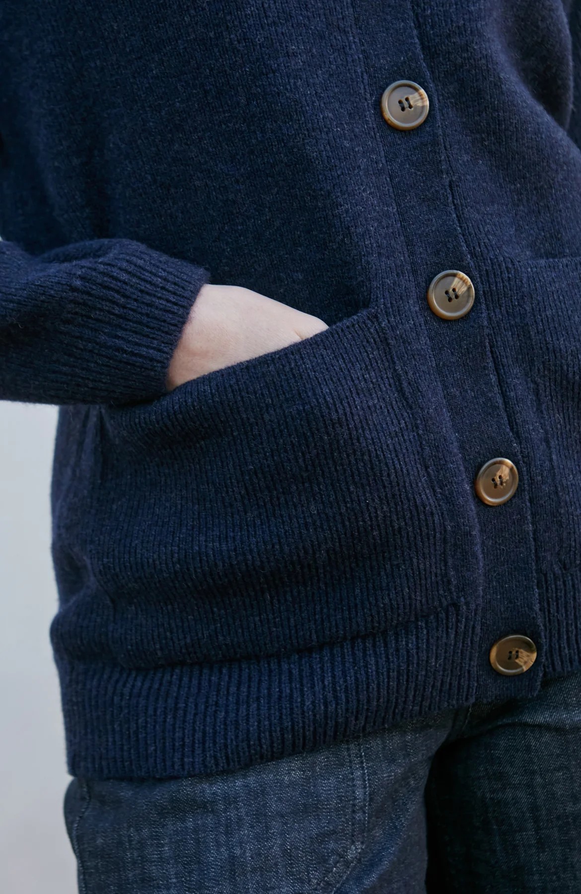 100% British Lambswool V-Neck Ribbed Cardigan