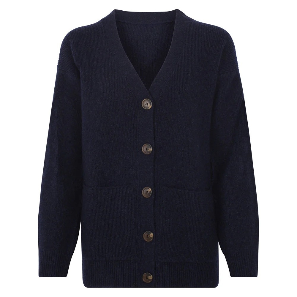 100% British Lambswool V-Neck Ribbed Cardigan