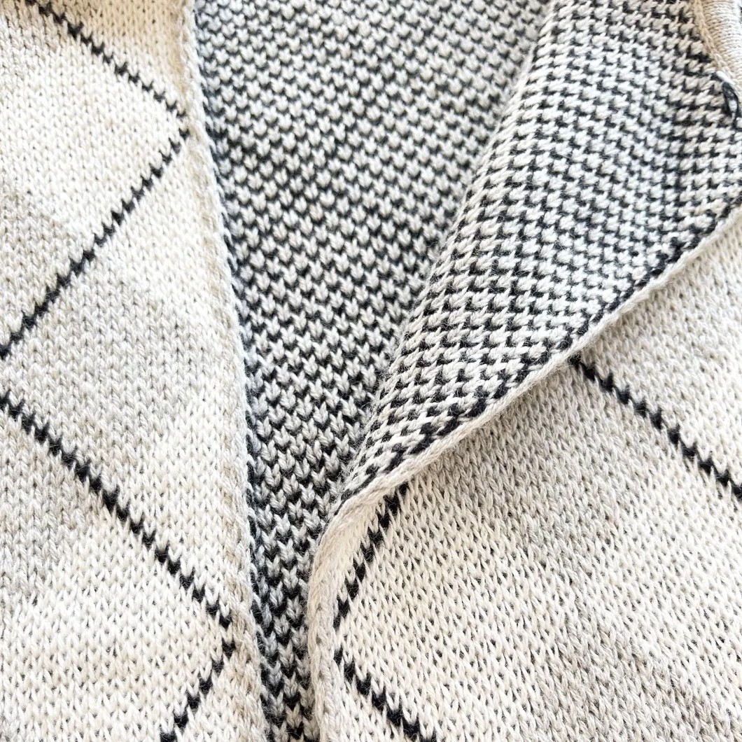 Argyle Jacquard Knit Cropped Cardigan