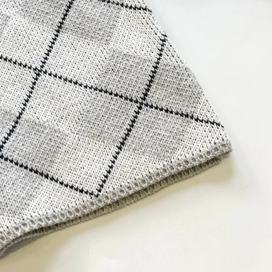 Argyle Jacquard Knit Cropped Cardigan