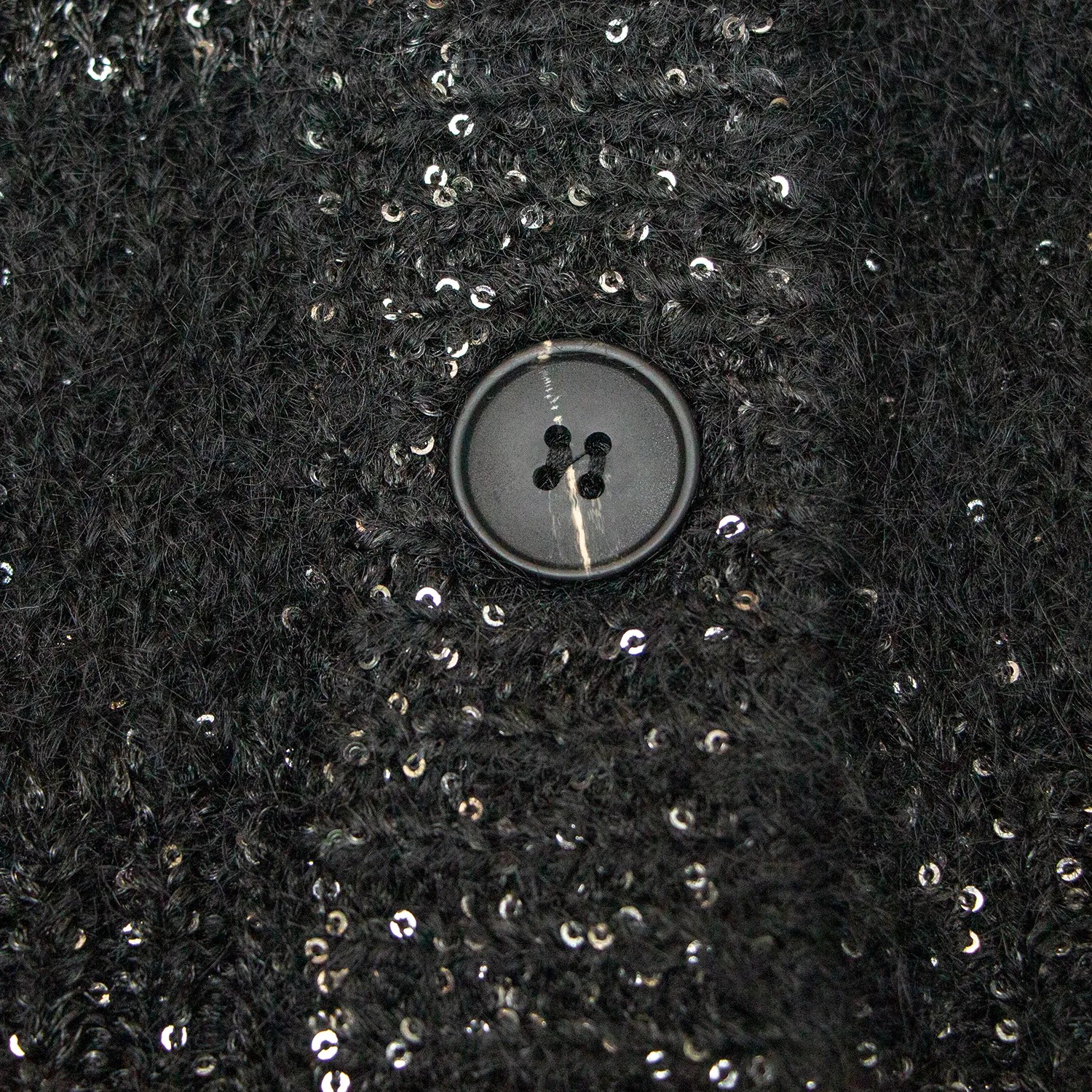Black Sequin-Embellished V-Neck Plaid Cardigan