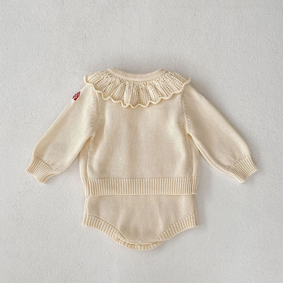Cream Organic Cotton Mushroom Embroidery Baby Set