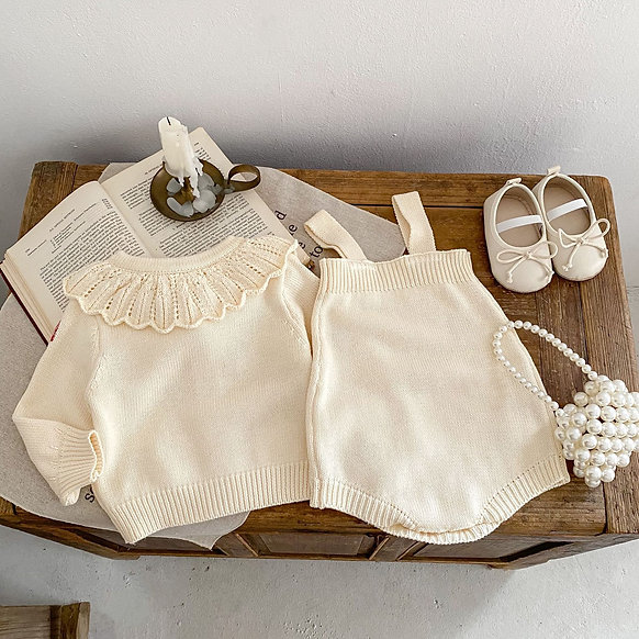 Cream Organic Cotton Mushroom Embroidery Baby Set