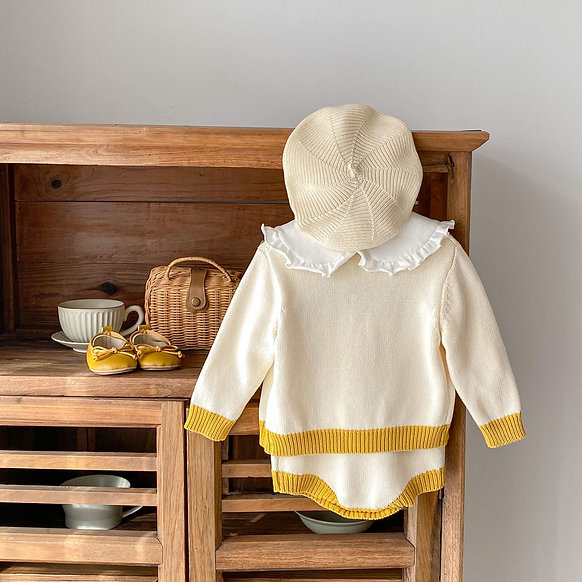 Cream and Sunny Yellow Floral Baby Romper Set