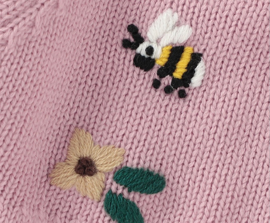 Premium Embroidered Bee and Floral Baby Romper
