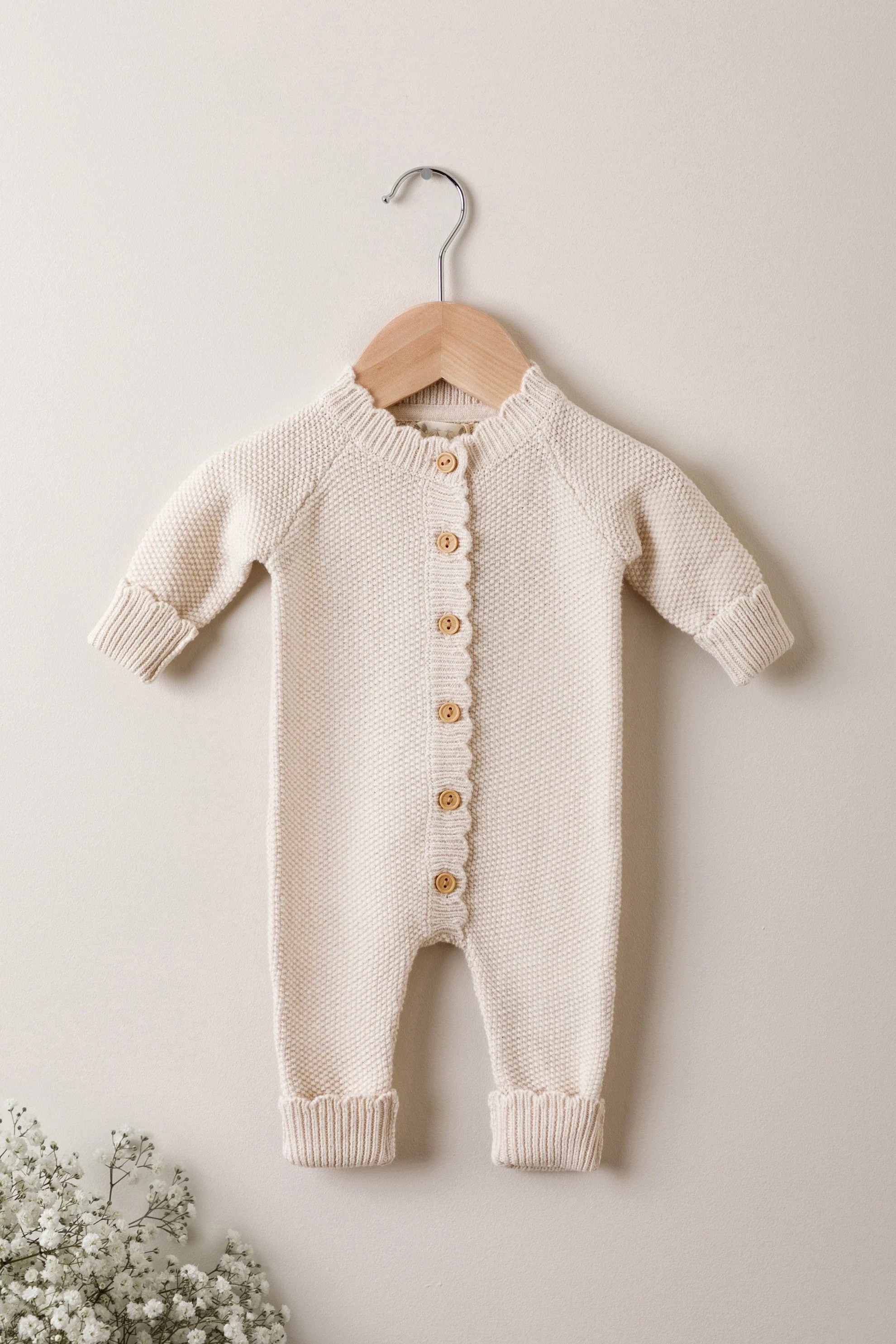 Oat Organic Cotton Moss Stitch Baby Romper