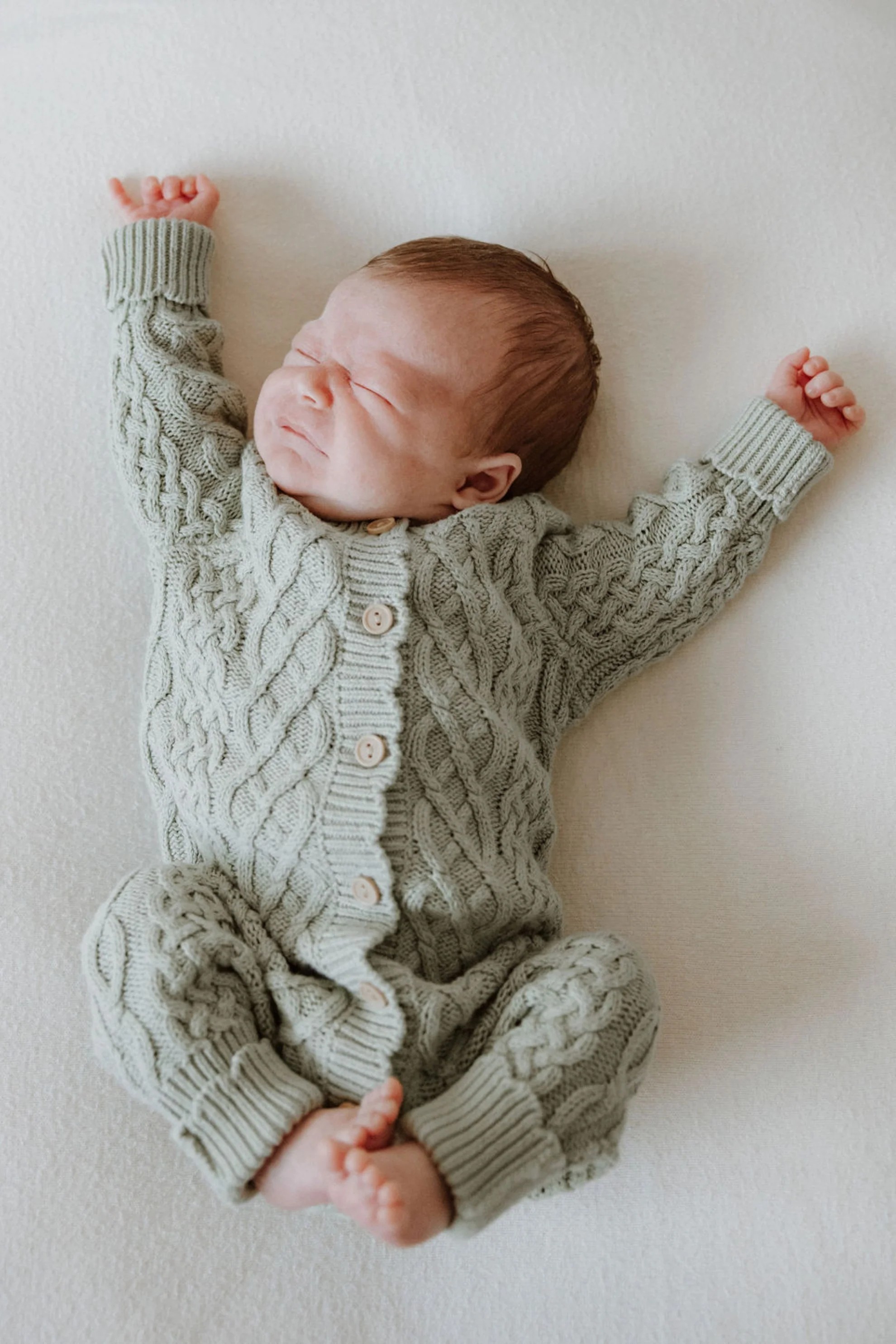 Sage Organic Cotton Cable Knit Baby Romper