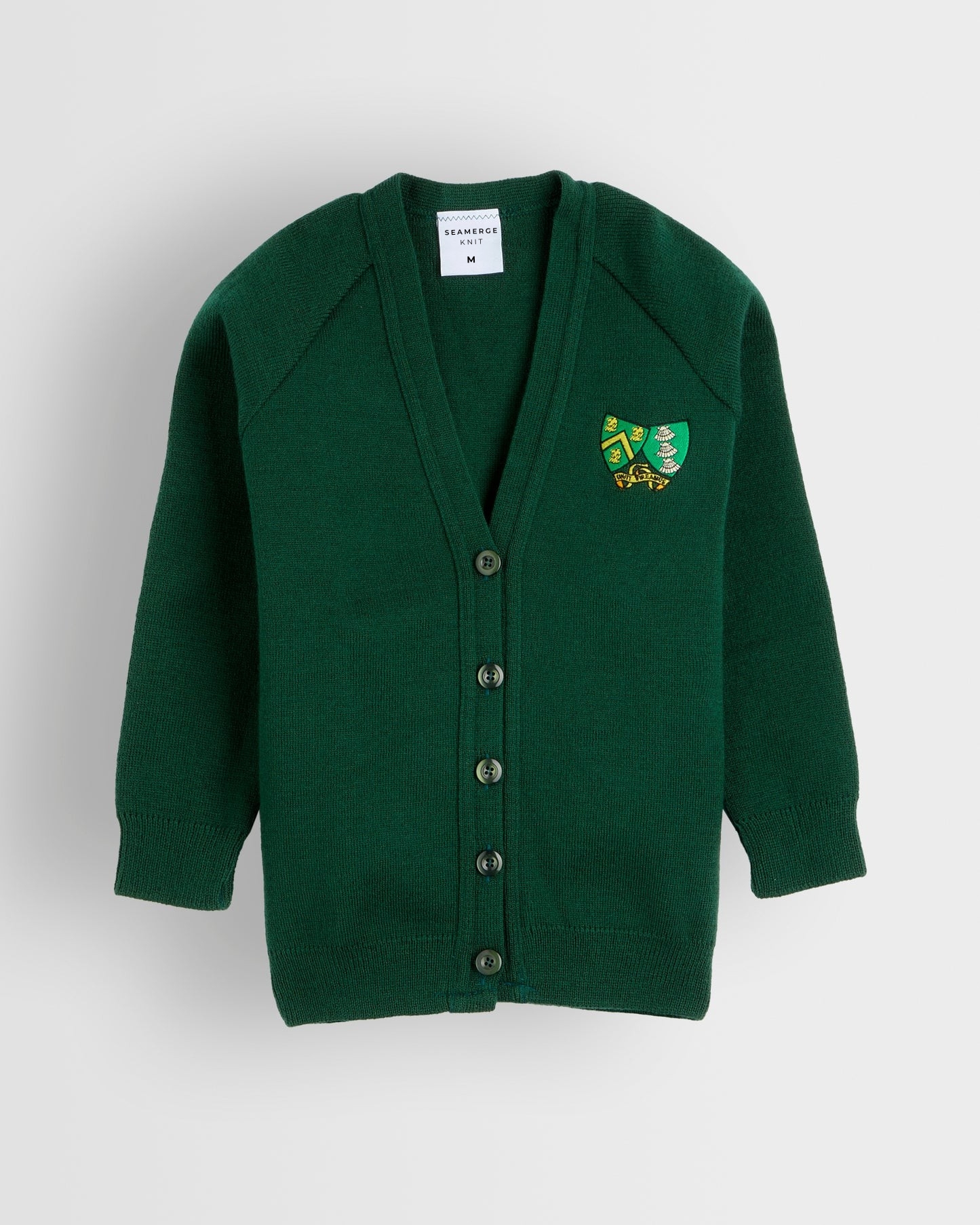 Girls' Green V-Neck School Cardigan