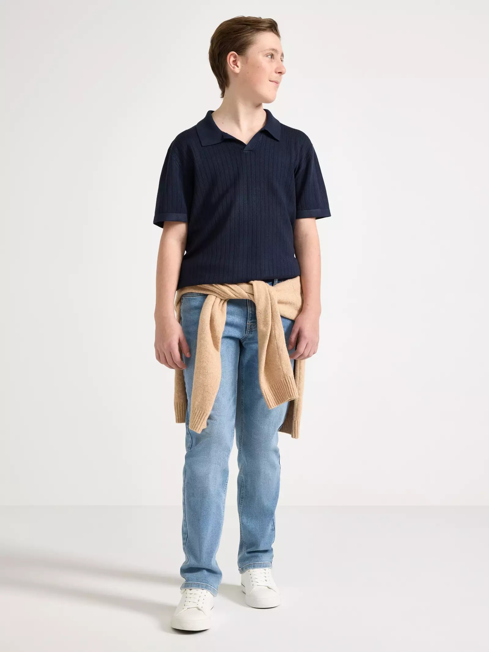 ECOVERO™ Viscose Pattern-Knit Polo Top