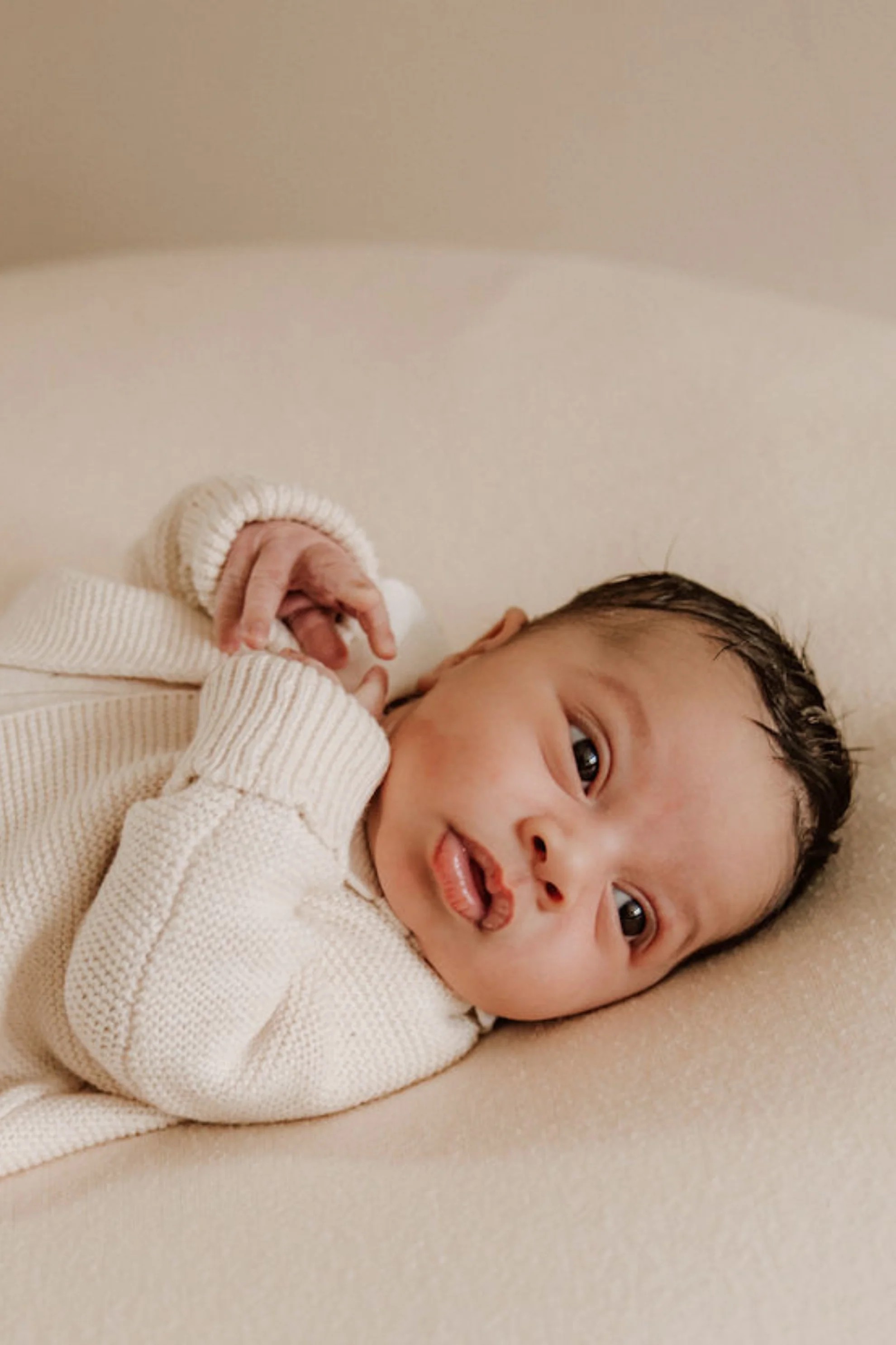 Oat Organic Cotton Scallop Collar Baby Cardigan