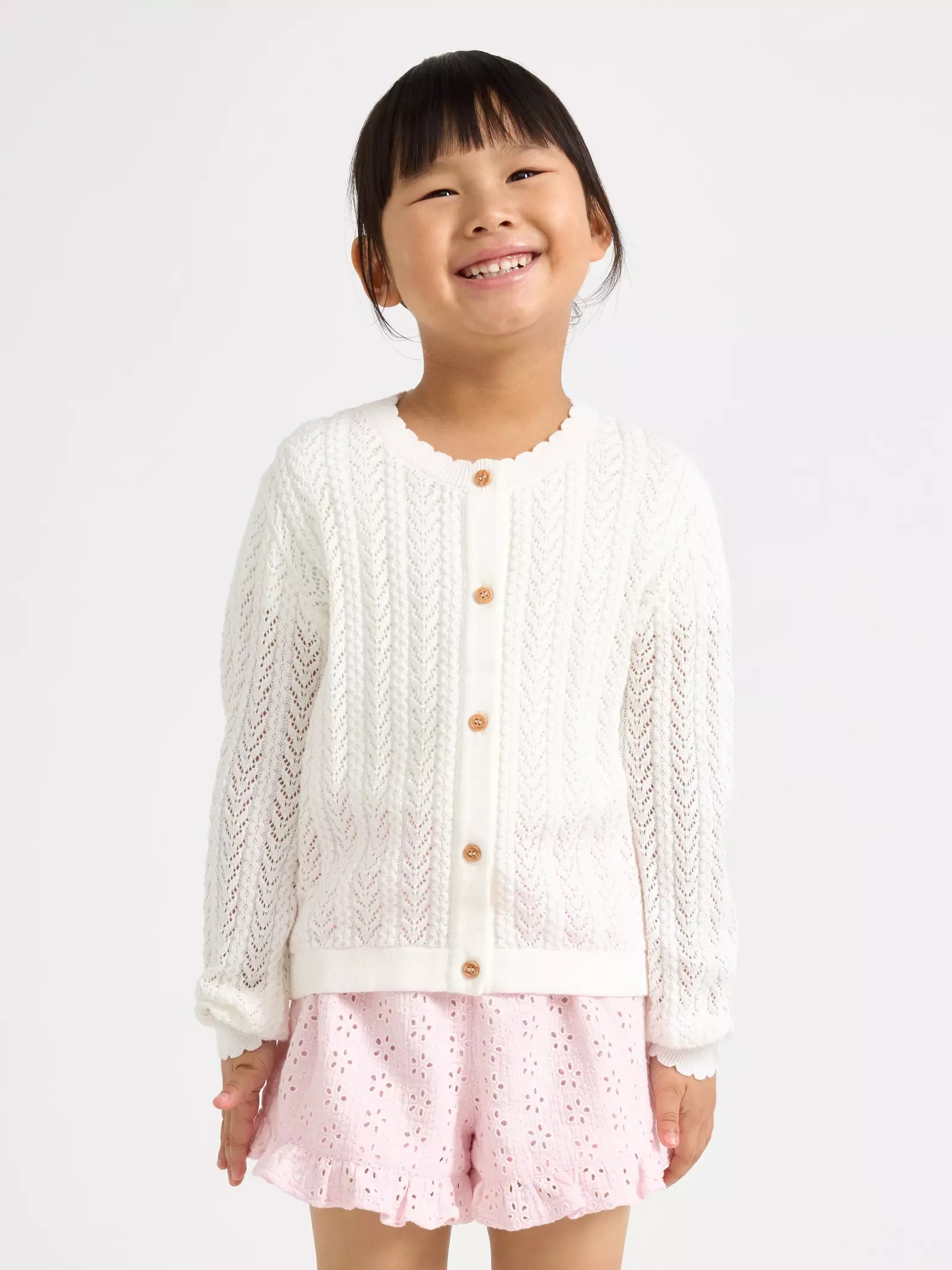 Pattern-Knit Recycled Cotton Baby Cardigan
