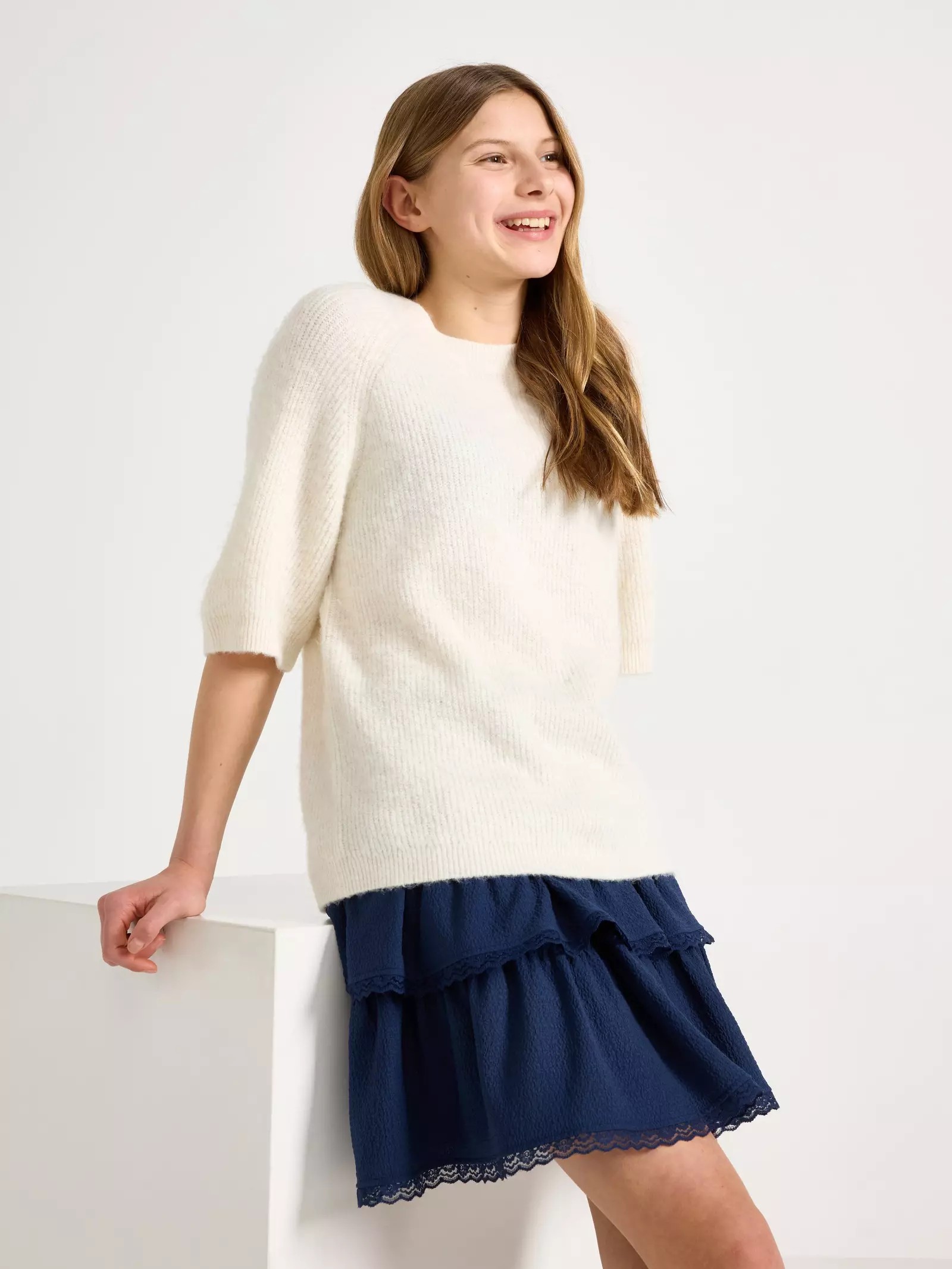 Recycled Polyester Short-Sleeved Knitted Jumper
