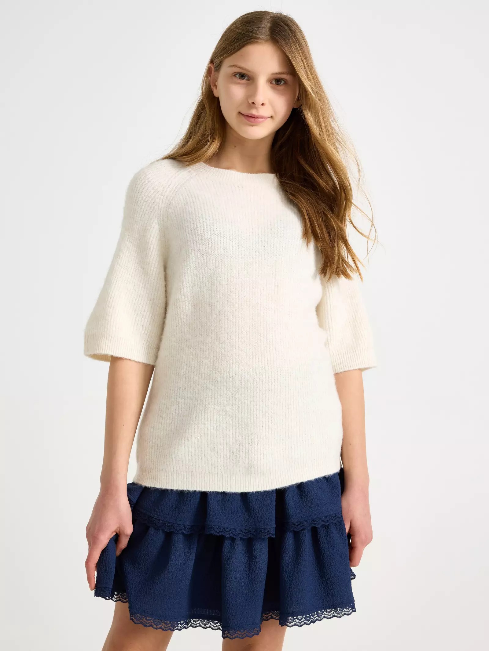 Recycled Polyester Short-Sleeved Knitted Jumper