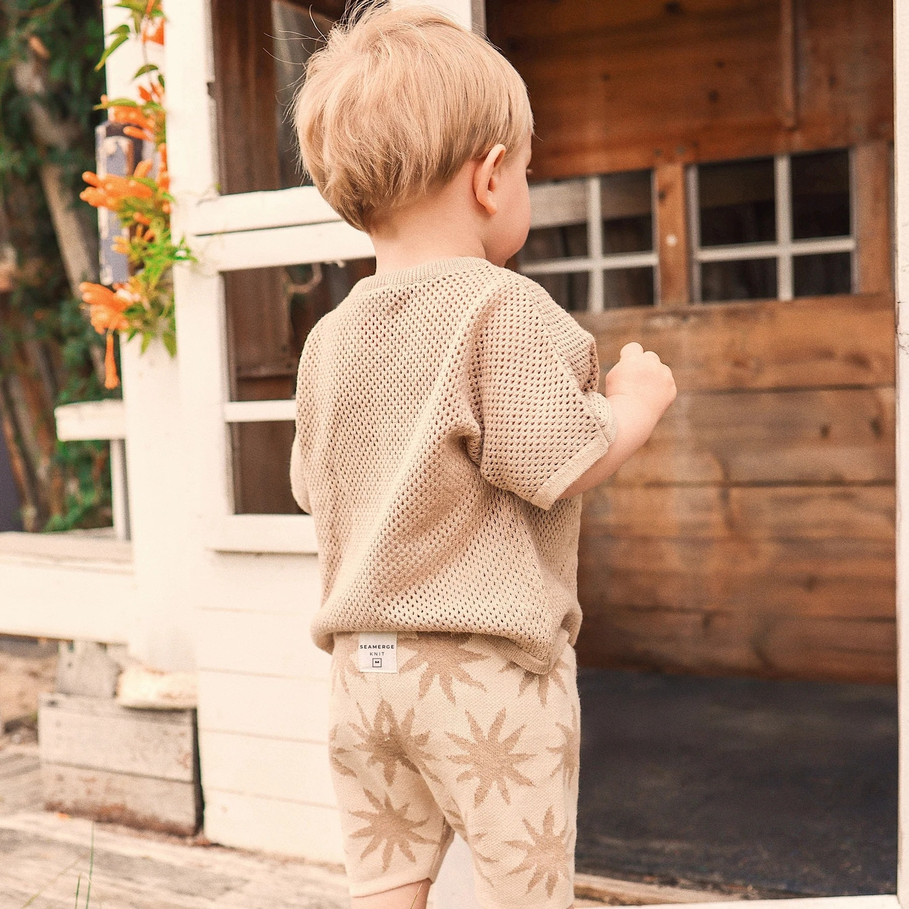 Sand Organic Cotton Jacquard Sun Tee