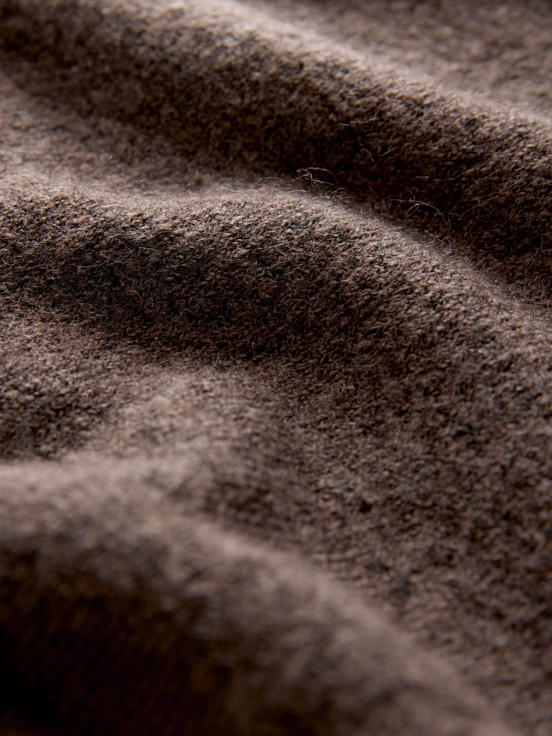 Chocolate Brown Crew Neck Wool-Blend Cardigan