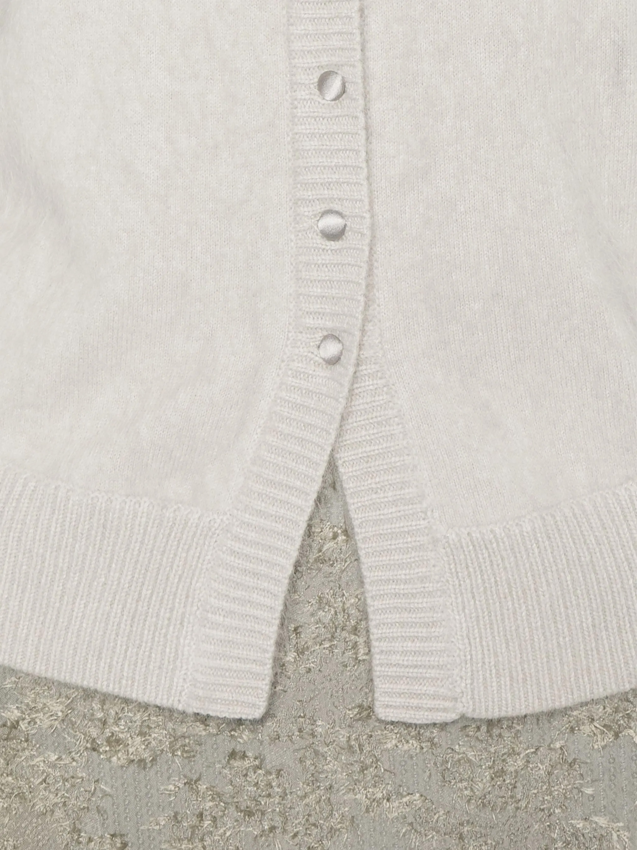 Gray Round Neck Button Cardigan