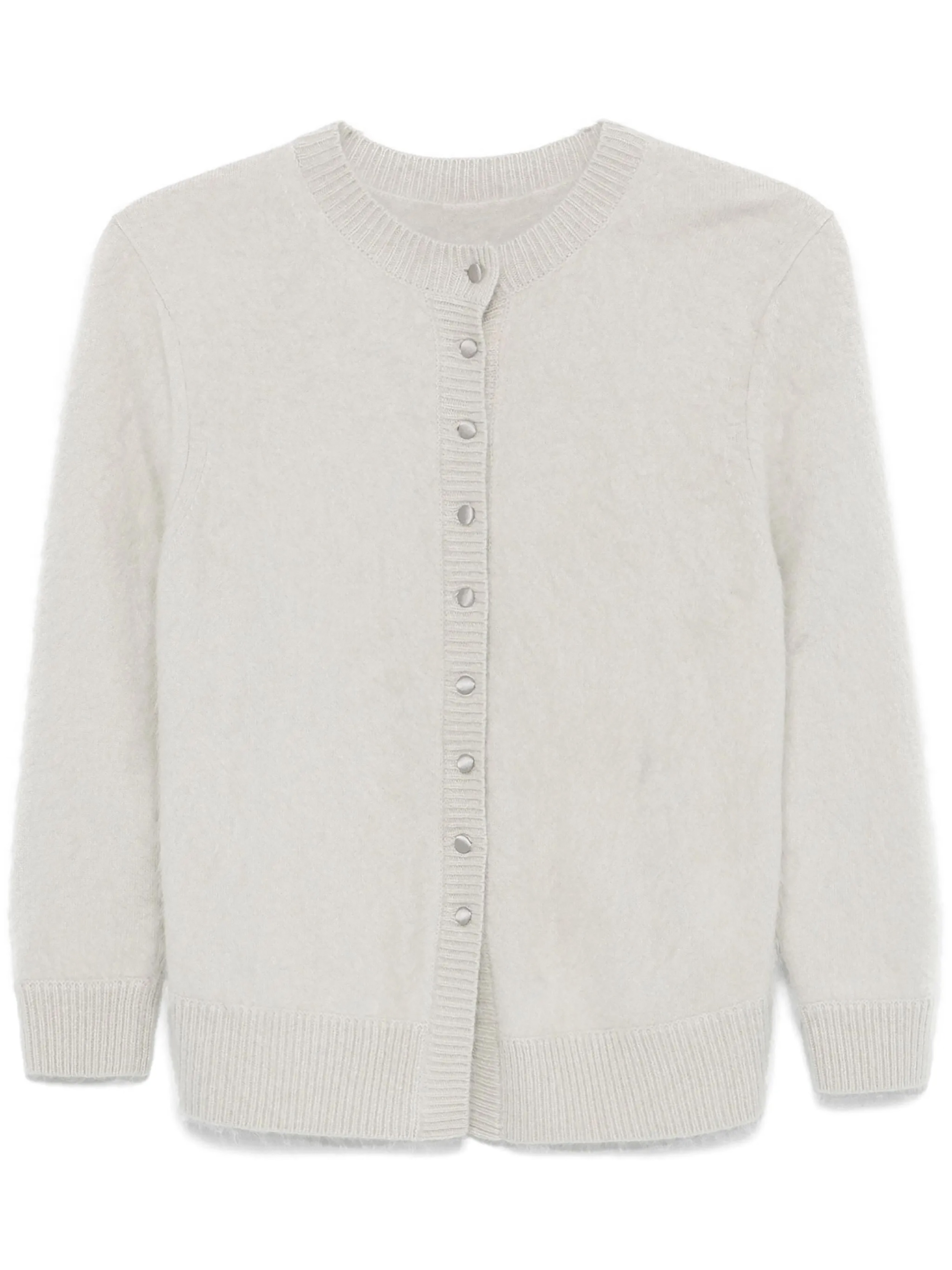 Gray Round Neck Button Cardigan