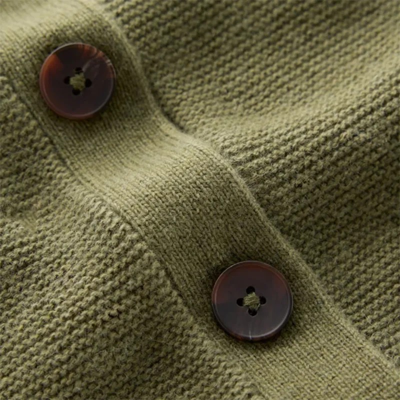 Green Ruffle Sleeve Cotton Knit Cardigan