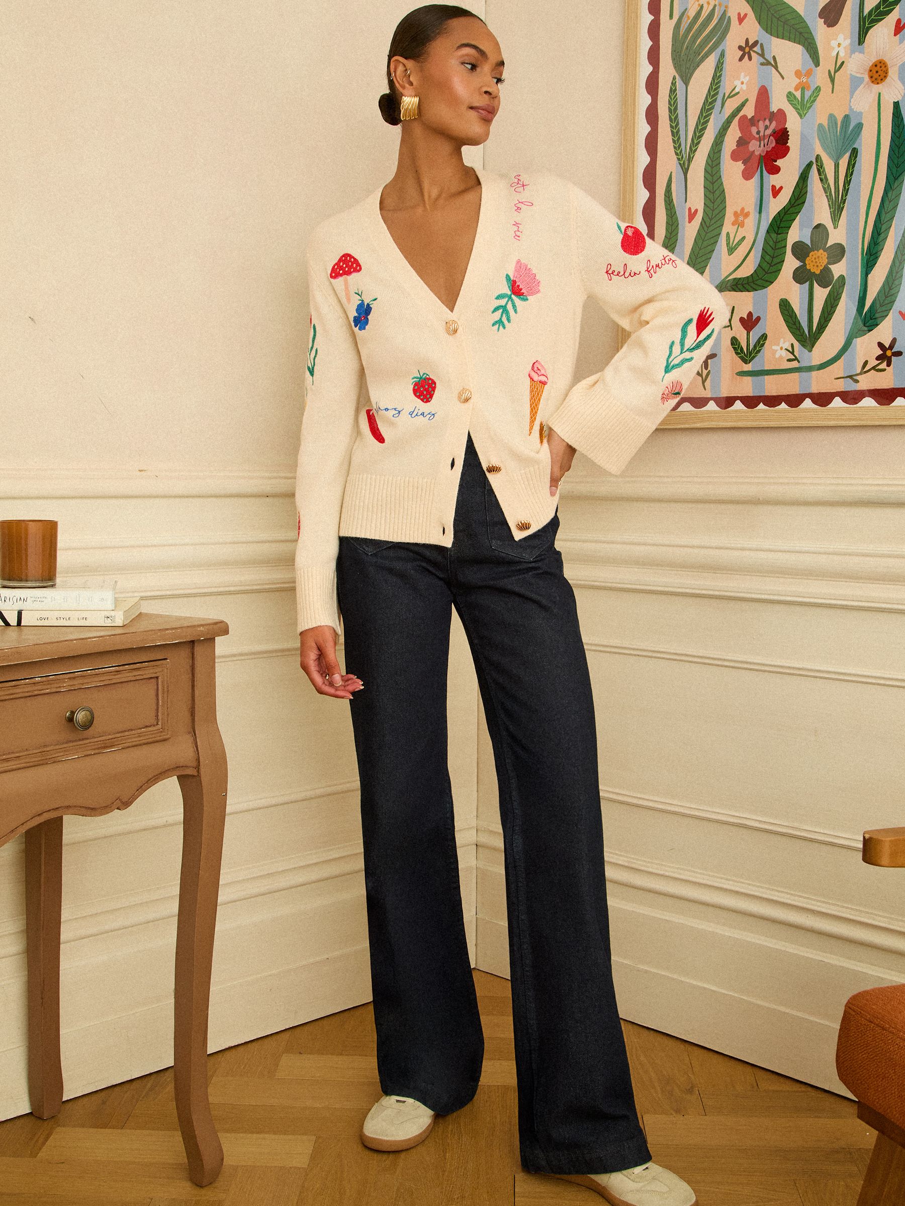 Ivory Fruit & Flora Embroidered Cardigan