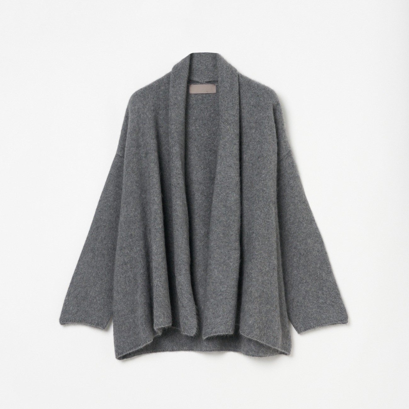 Medium Gray Wool-Blend Short Gown Cardigan