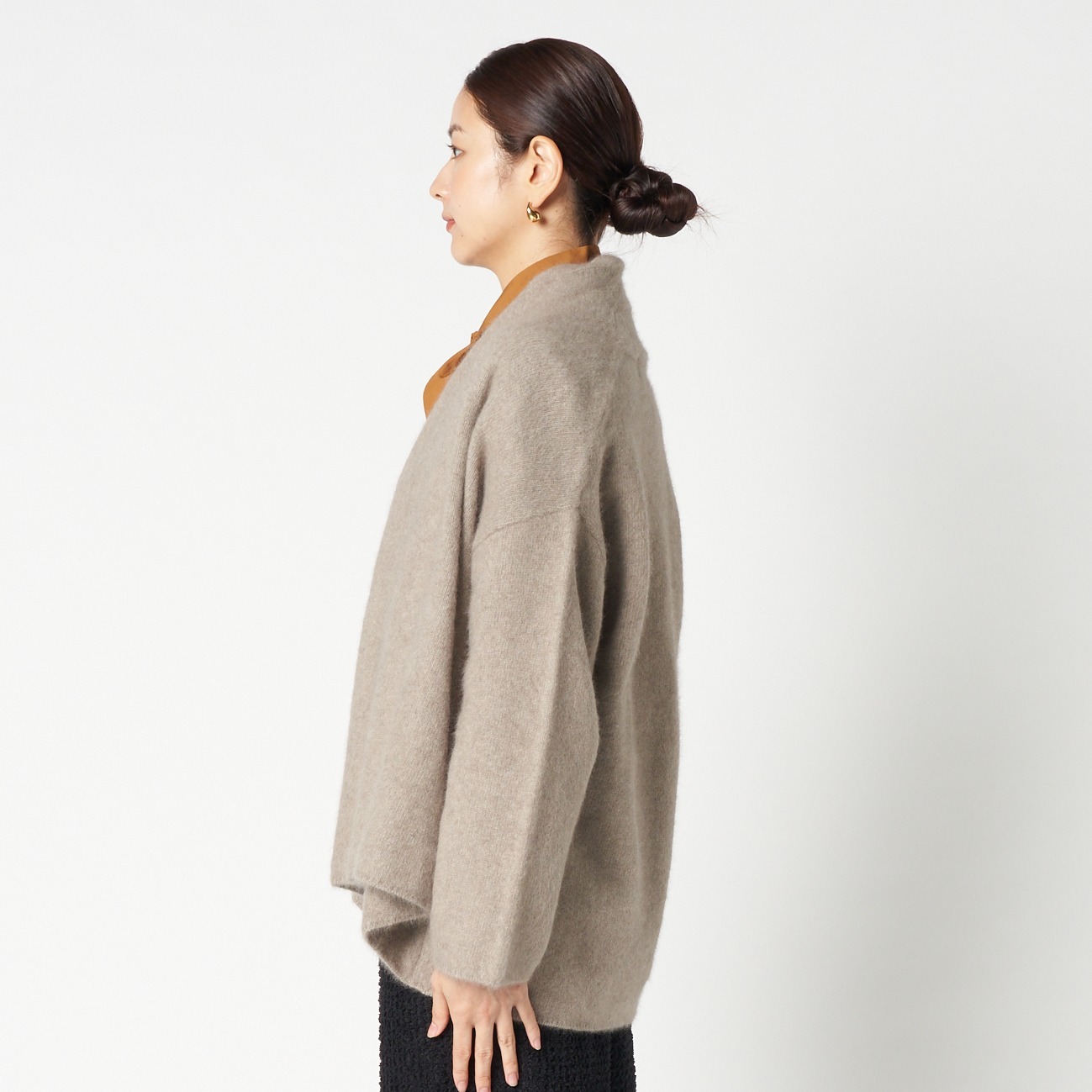 Medium Gray Wool-Blend Short Gown Cardigan