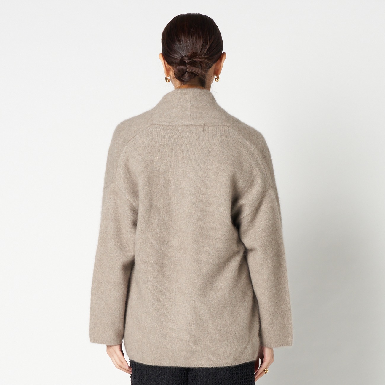 Medium Gray Wool-Blend Short Gown Cardigan