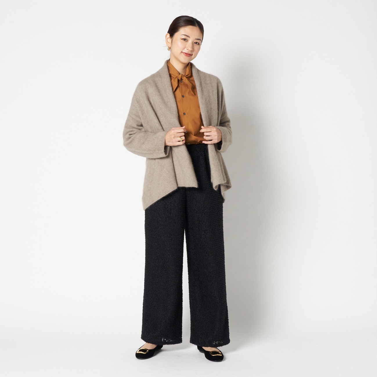Medium Gray Wool-Blend Short Gown Cardigan