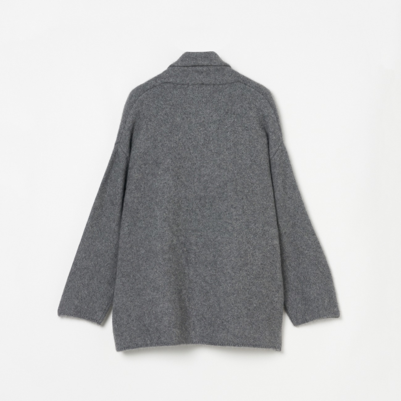 Medium Gray Wool-Blend Short Gown Cardigan