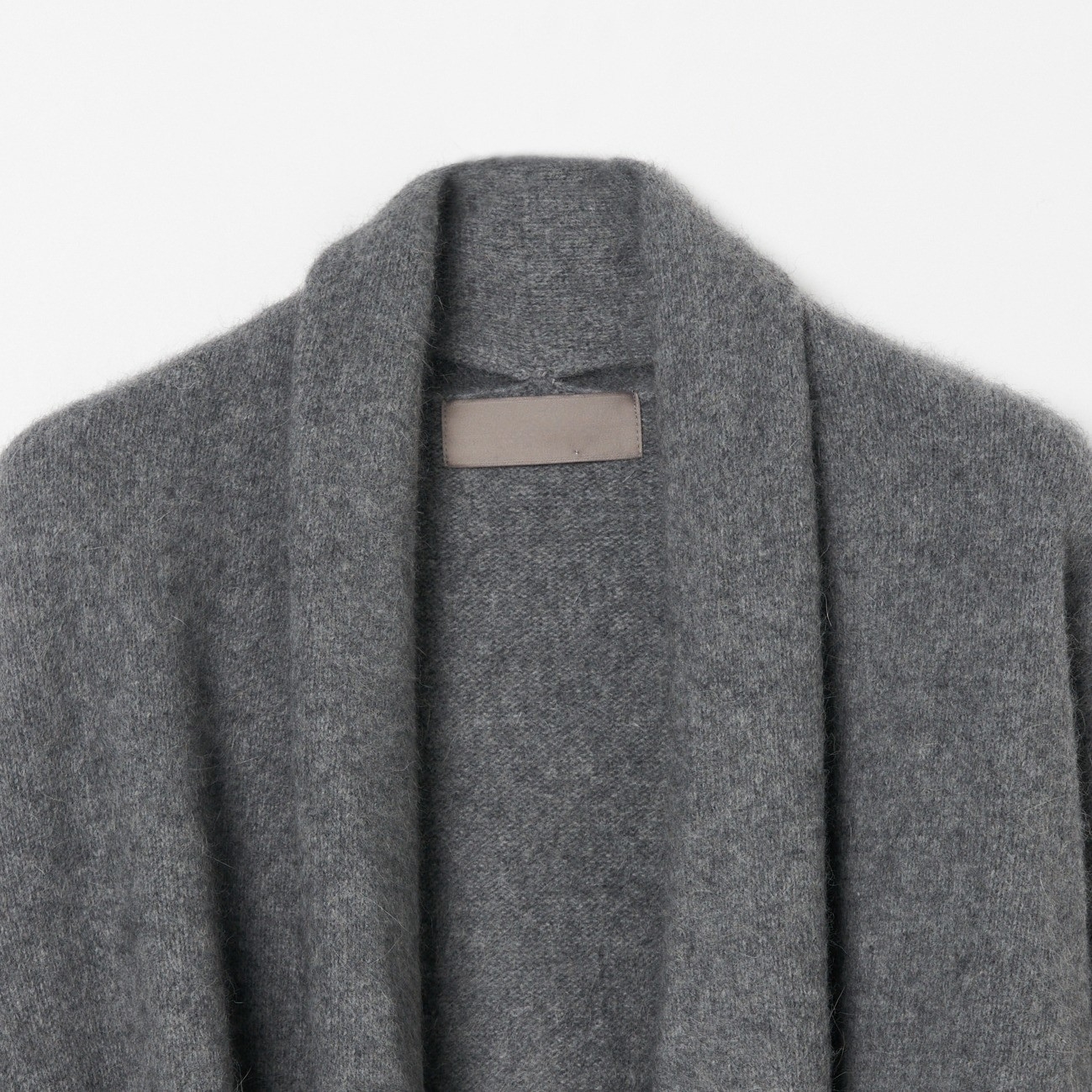 Medium Gray Wool-Blend Short Gown Cardigan