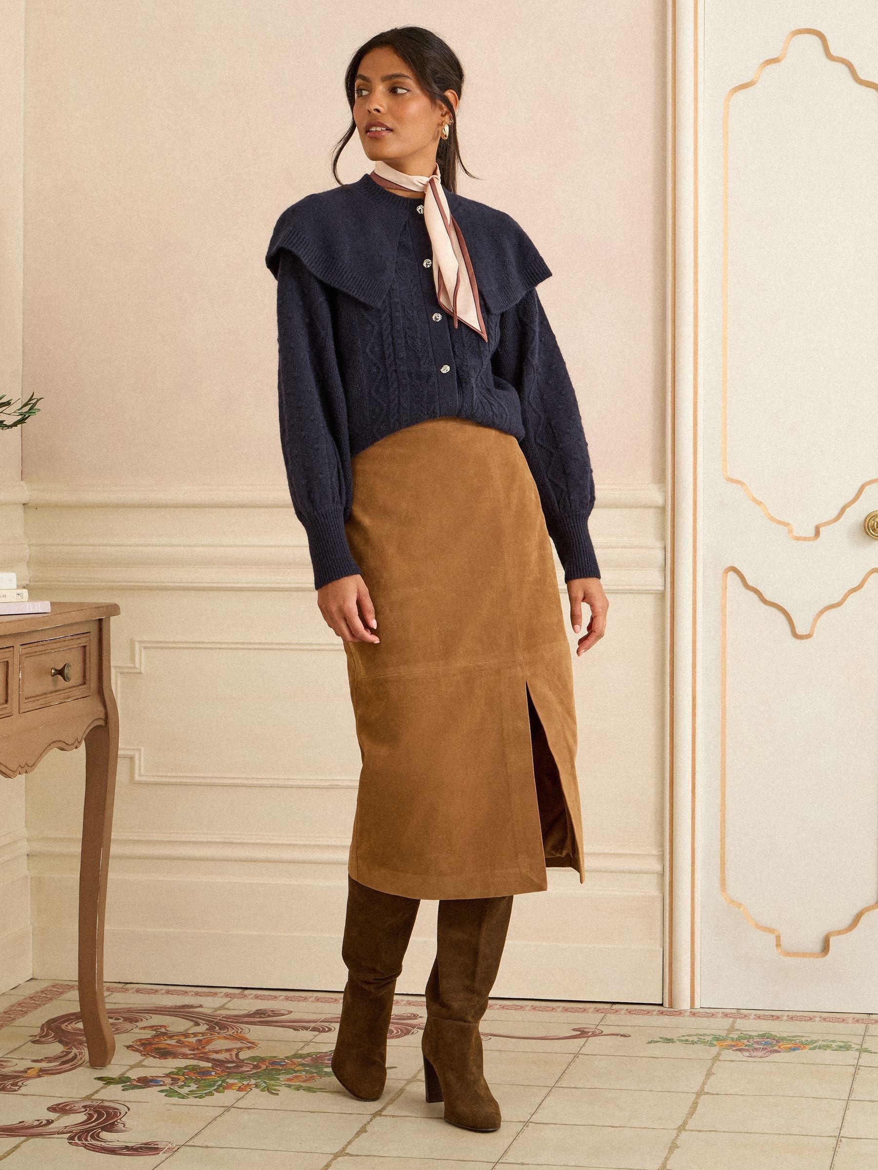 Navy Blue Cozy Knitted Cape Cardigan