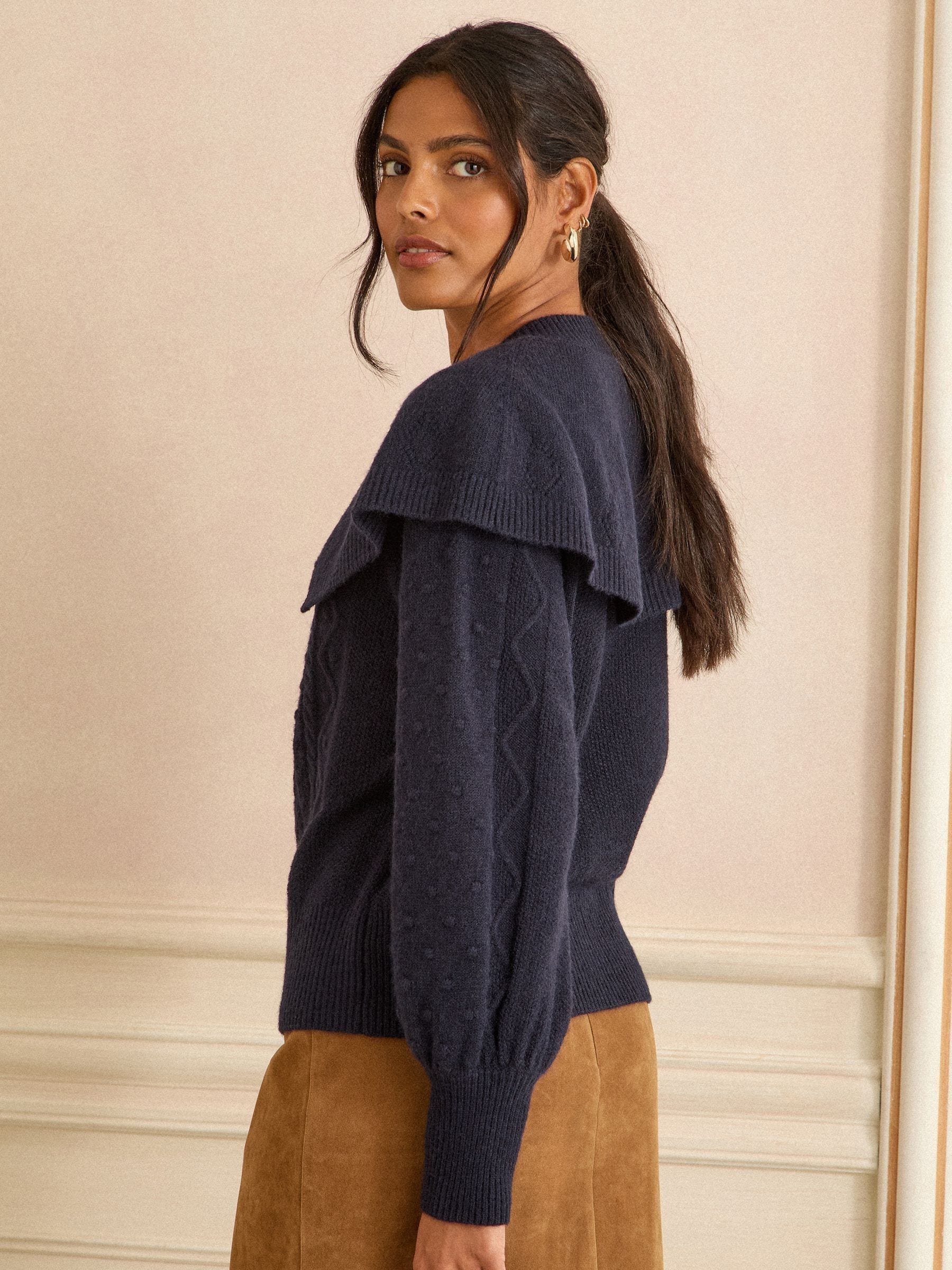 Navy Blue Cozy Knitted Cape Cardigan