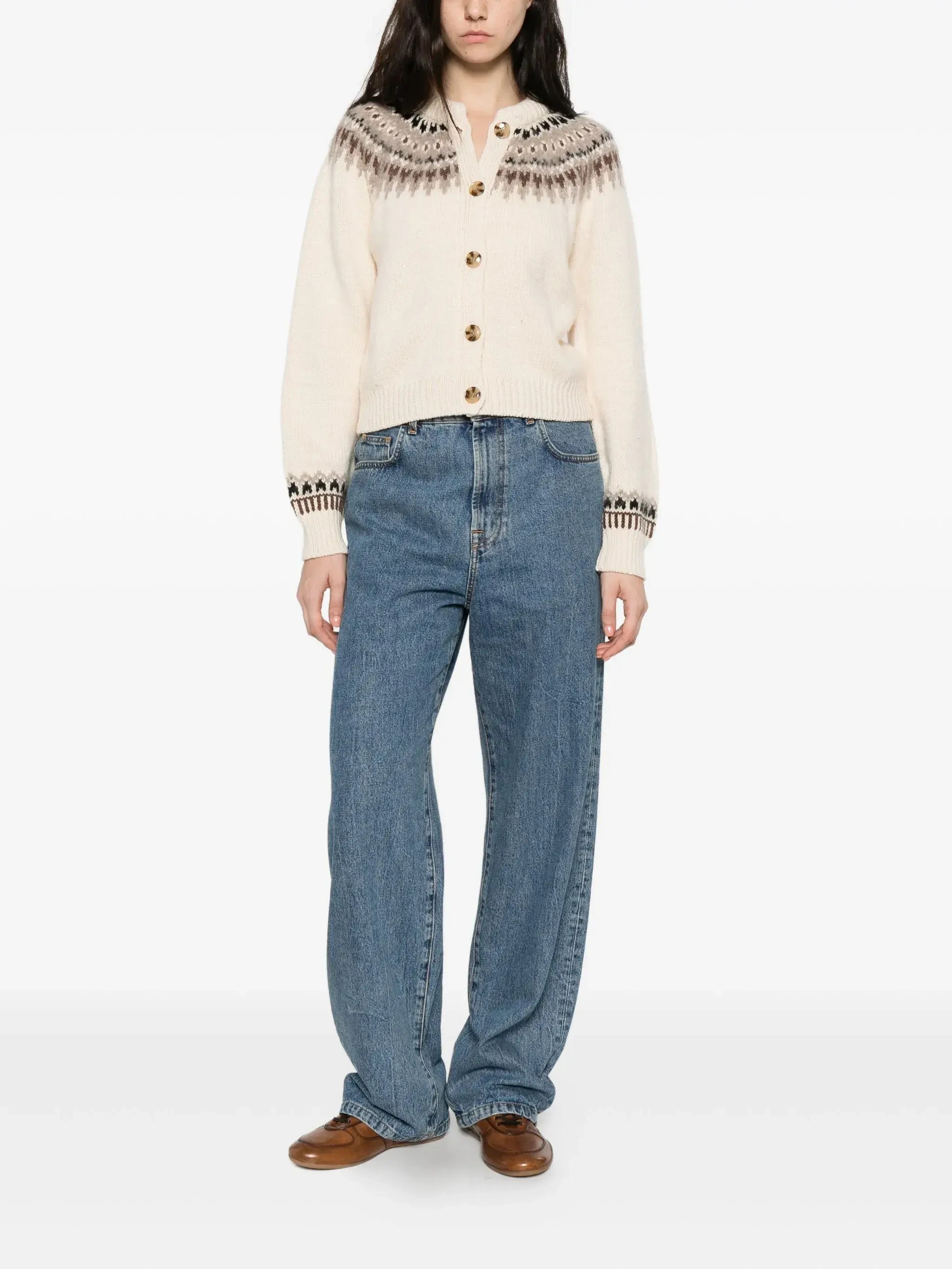 Nordic Style Geometric Pattern Knit Cardigan