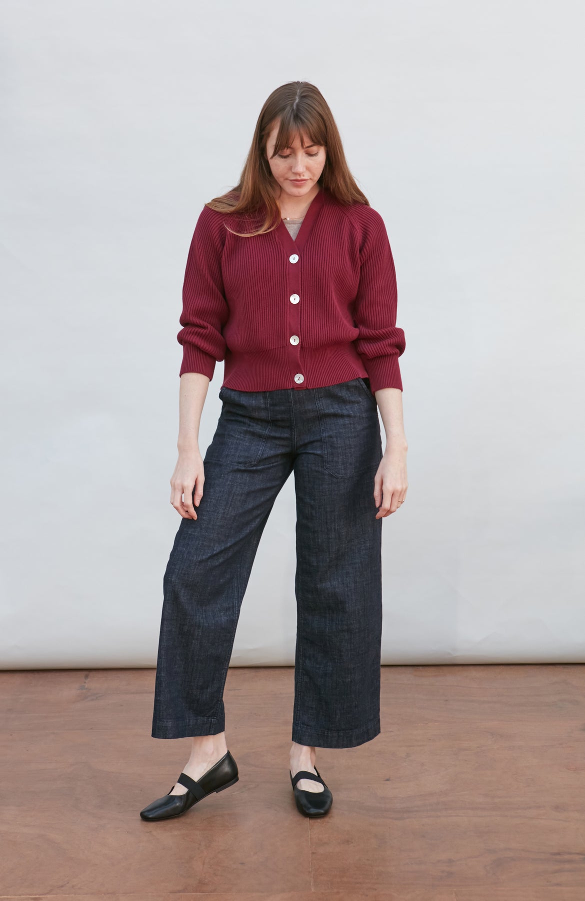 Oversized Cotton V-Neck Ribbed Cardigan