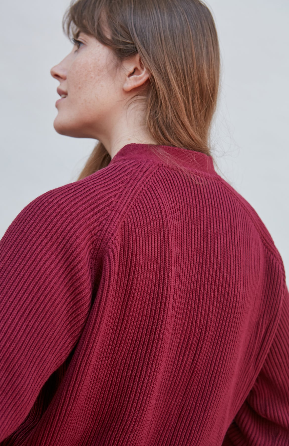 Oversized Cotton V-Neck Ribbed Cardigan