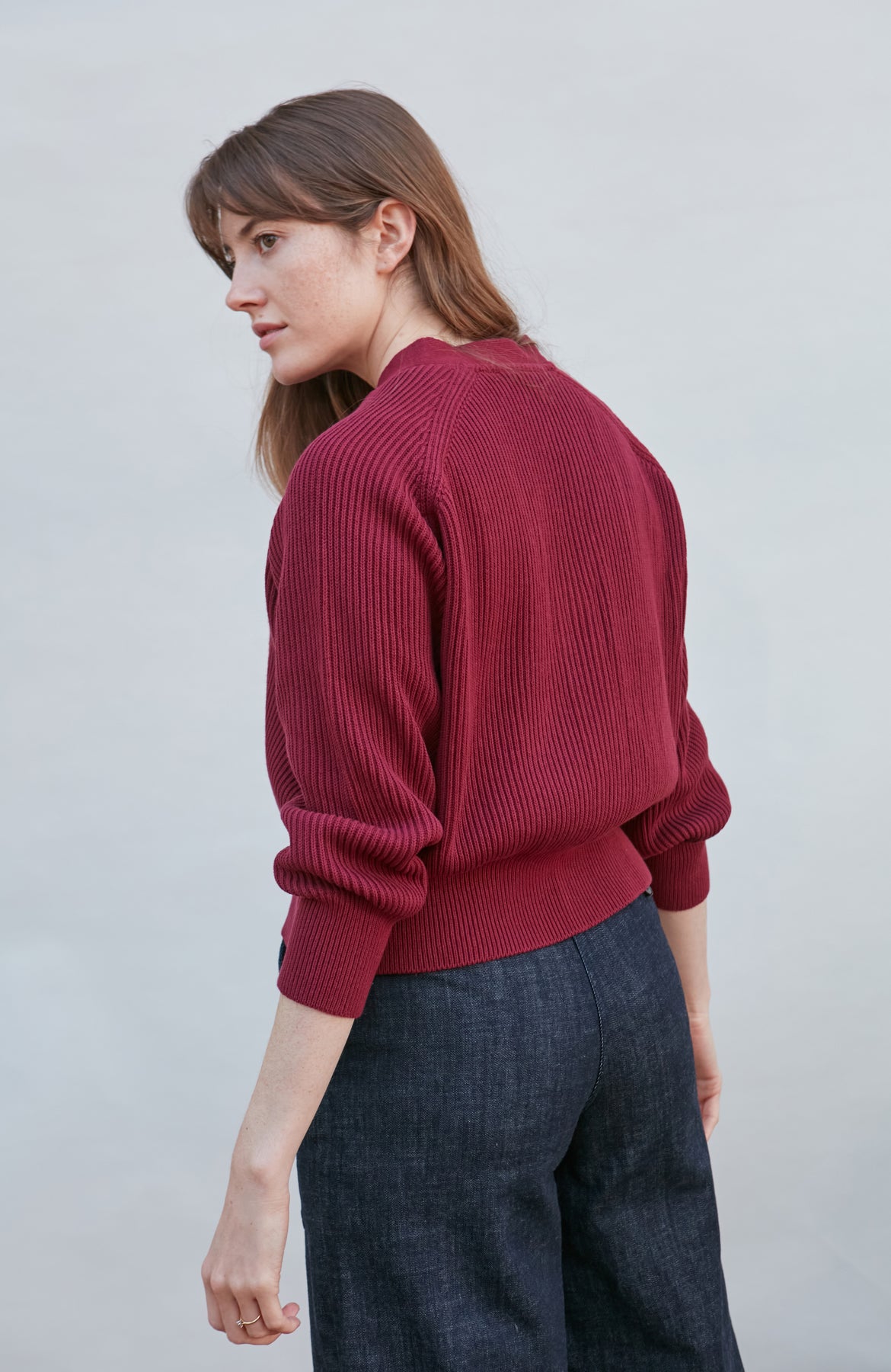 Oversized Cotton V-Neck Ribbed Cardigan